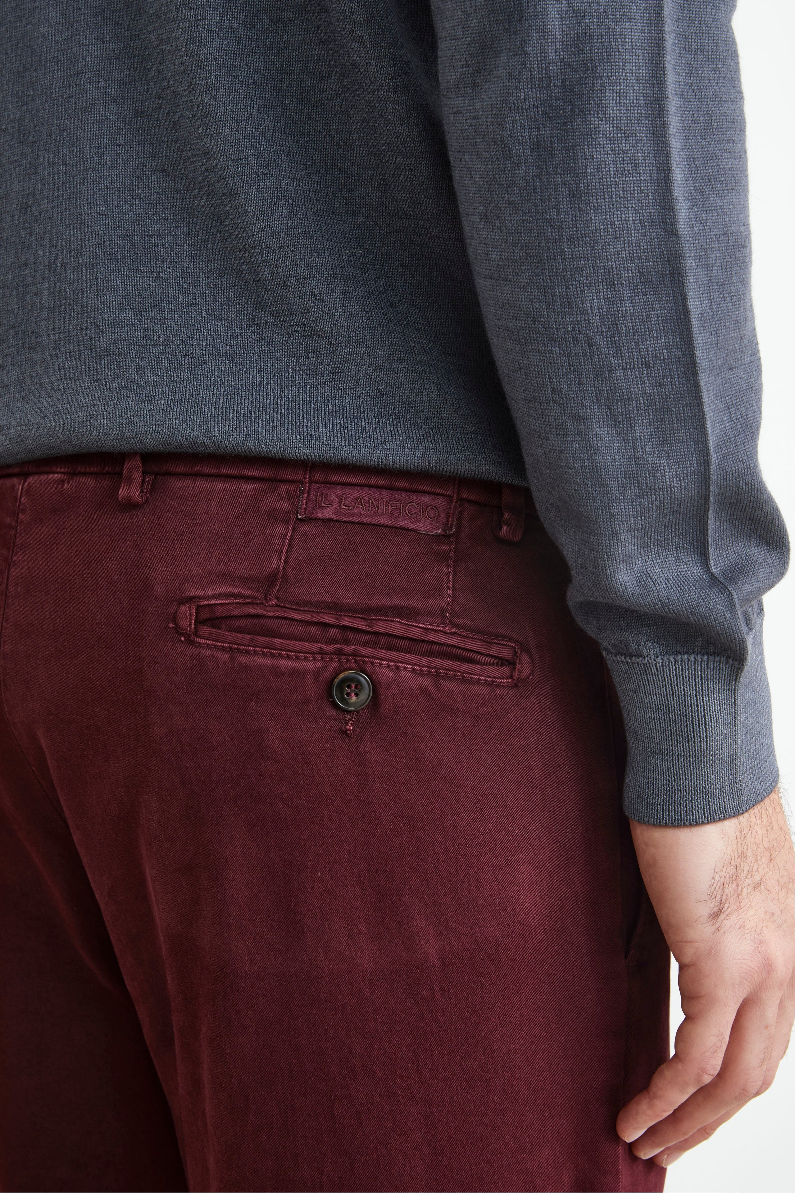 Pantalone Stretch in Gabardina - BORDEAUX