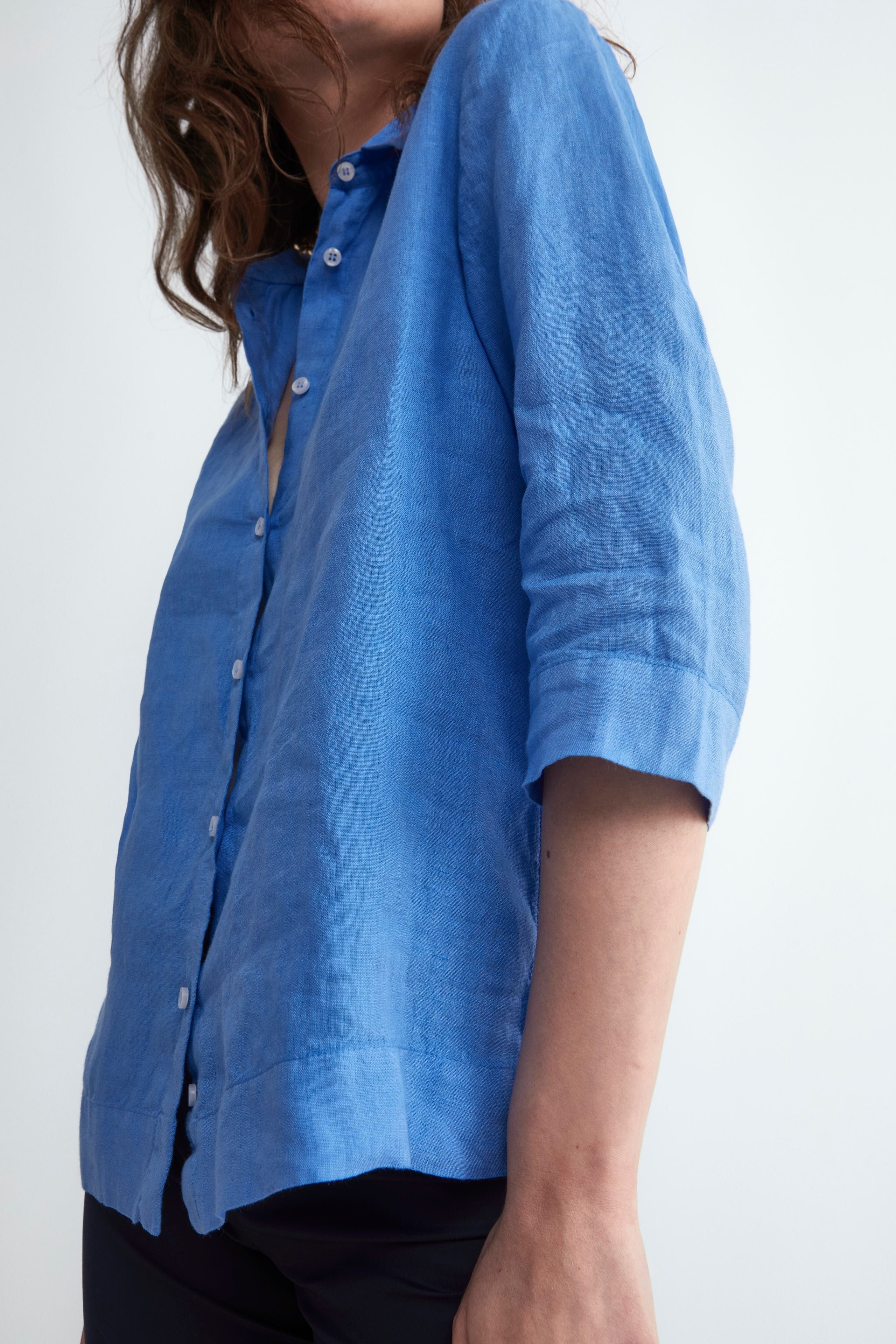 Regular Linen Shirt - Light blue