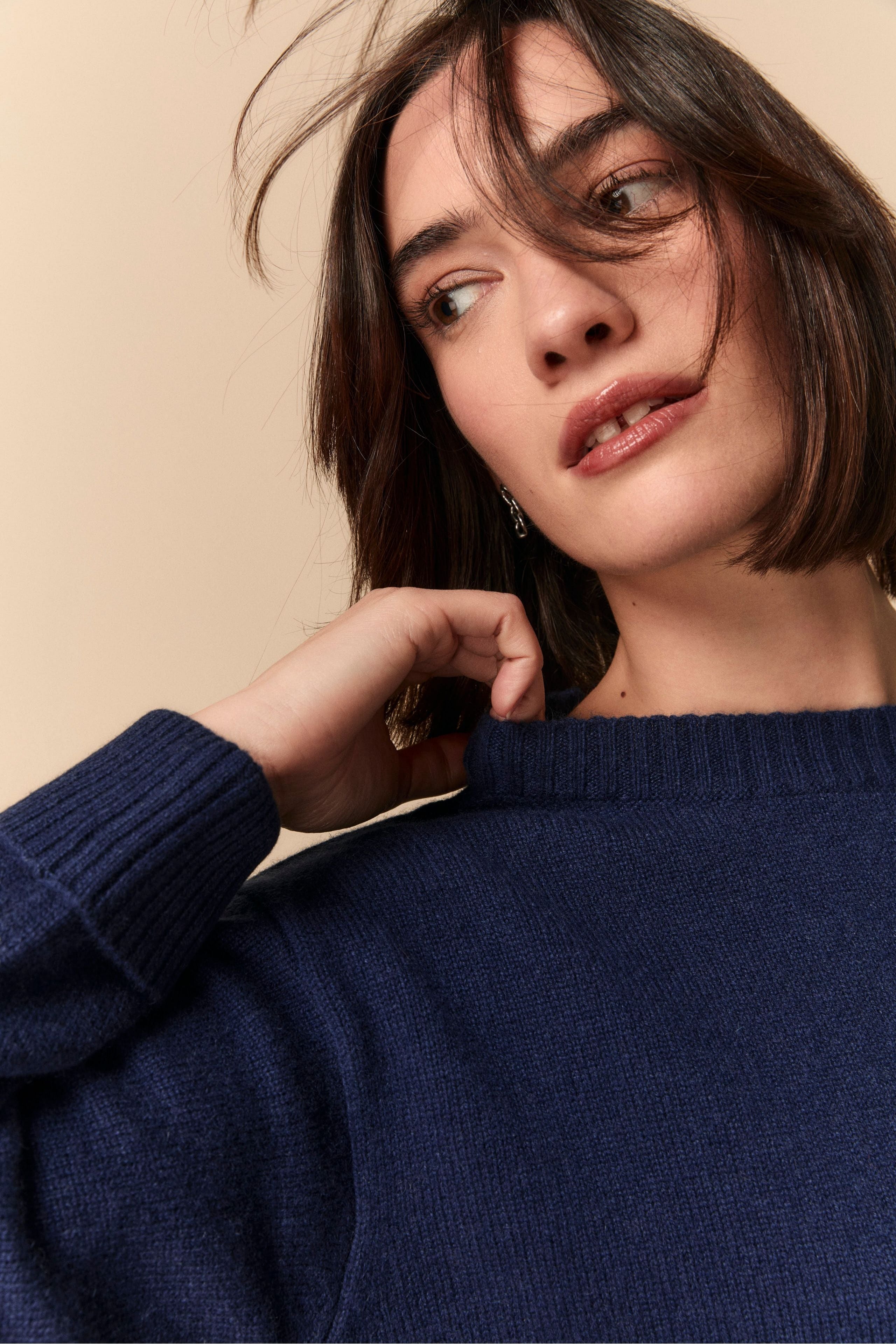 Maglia Barchetta in Cashmere - BLU