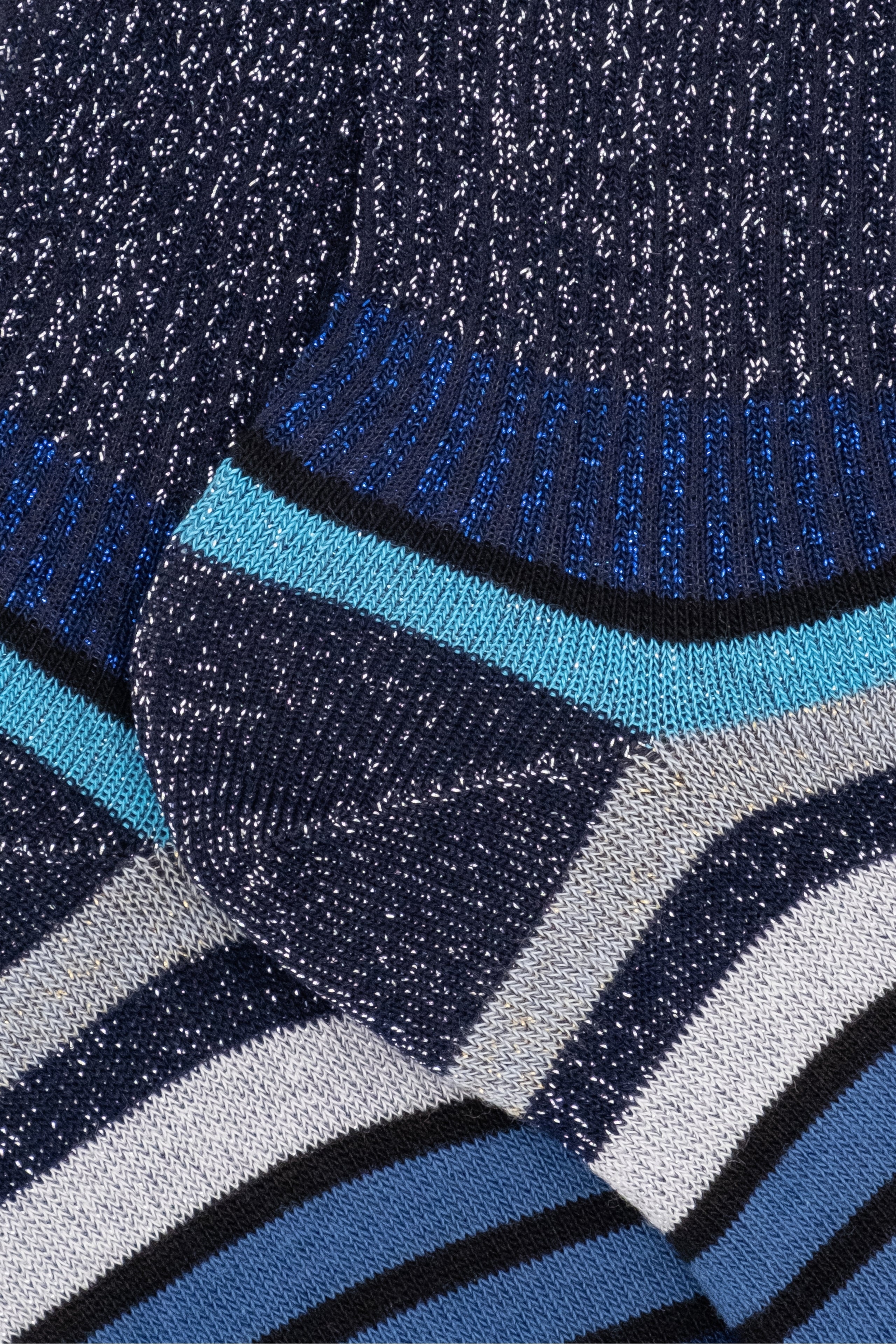 Short Striped Lurex Socks - Blue/Jeans