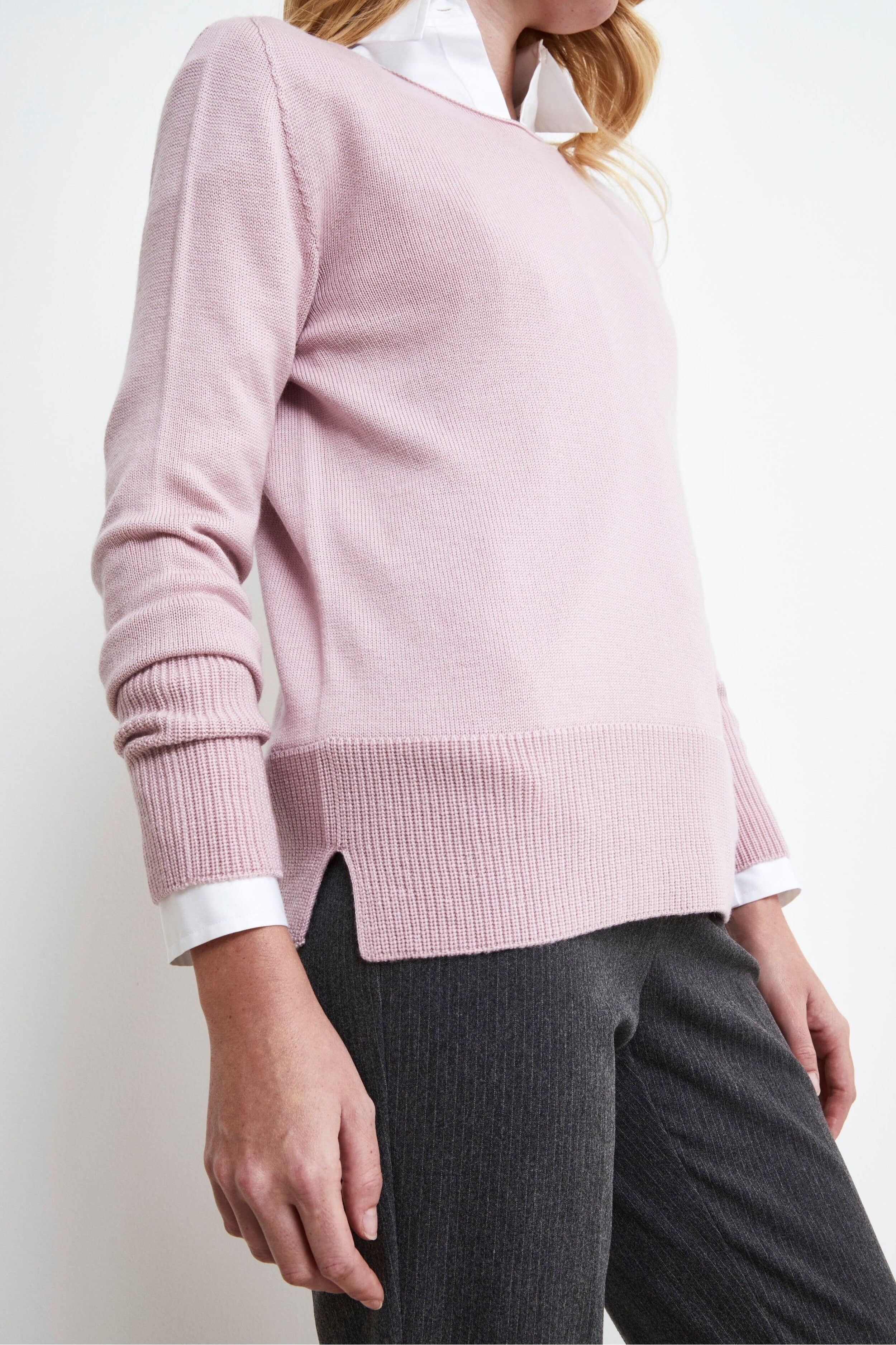 Pullover classico in lana merino - ROSA CARNE