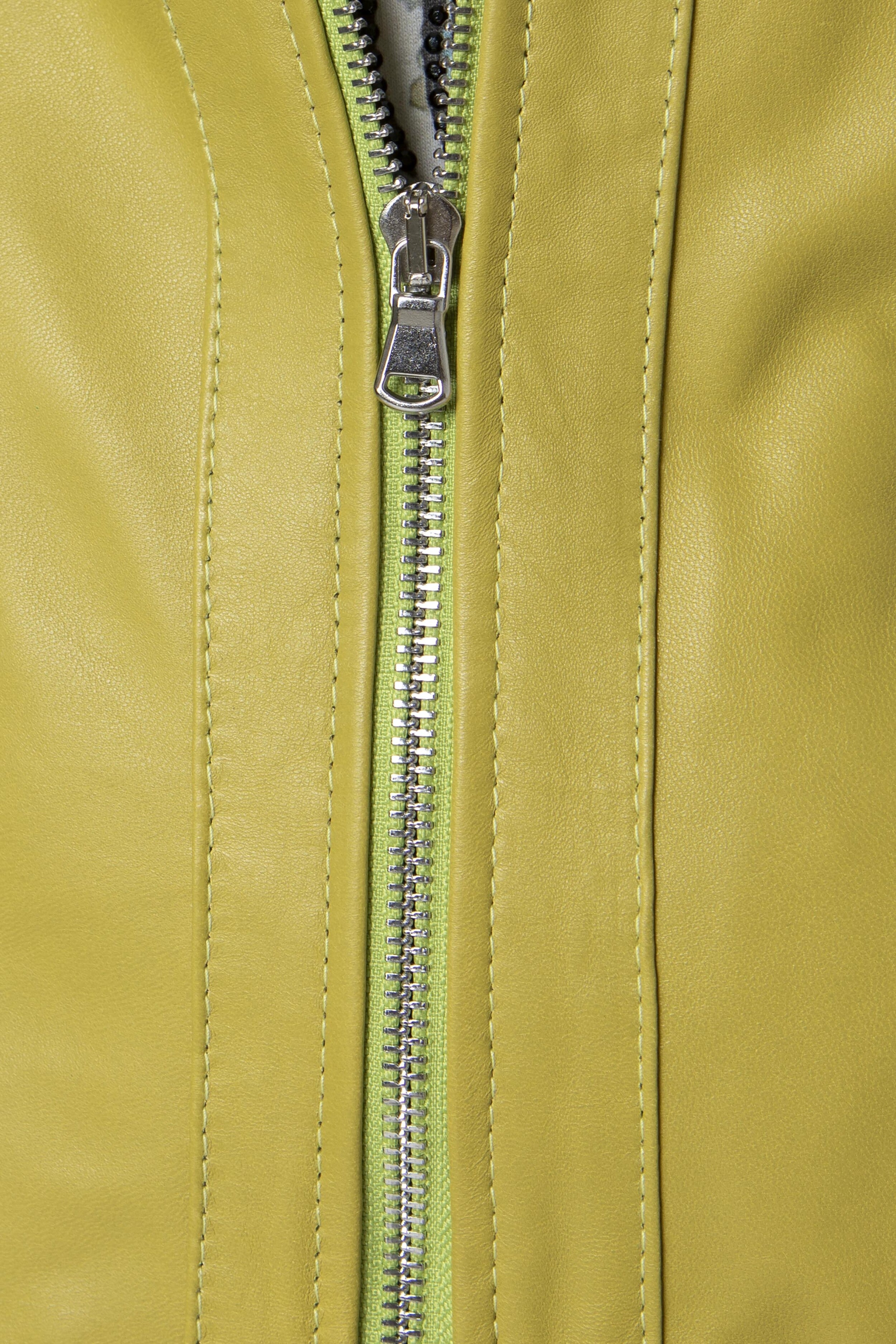 Woman’s leather jacket - NEON GREEN