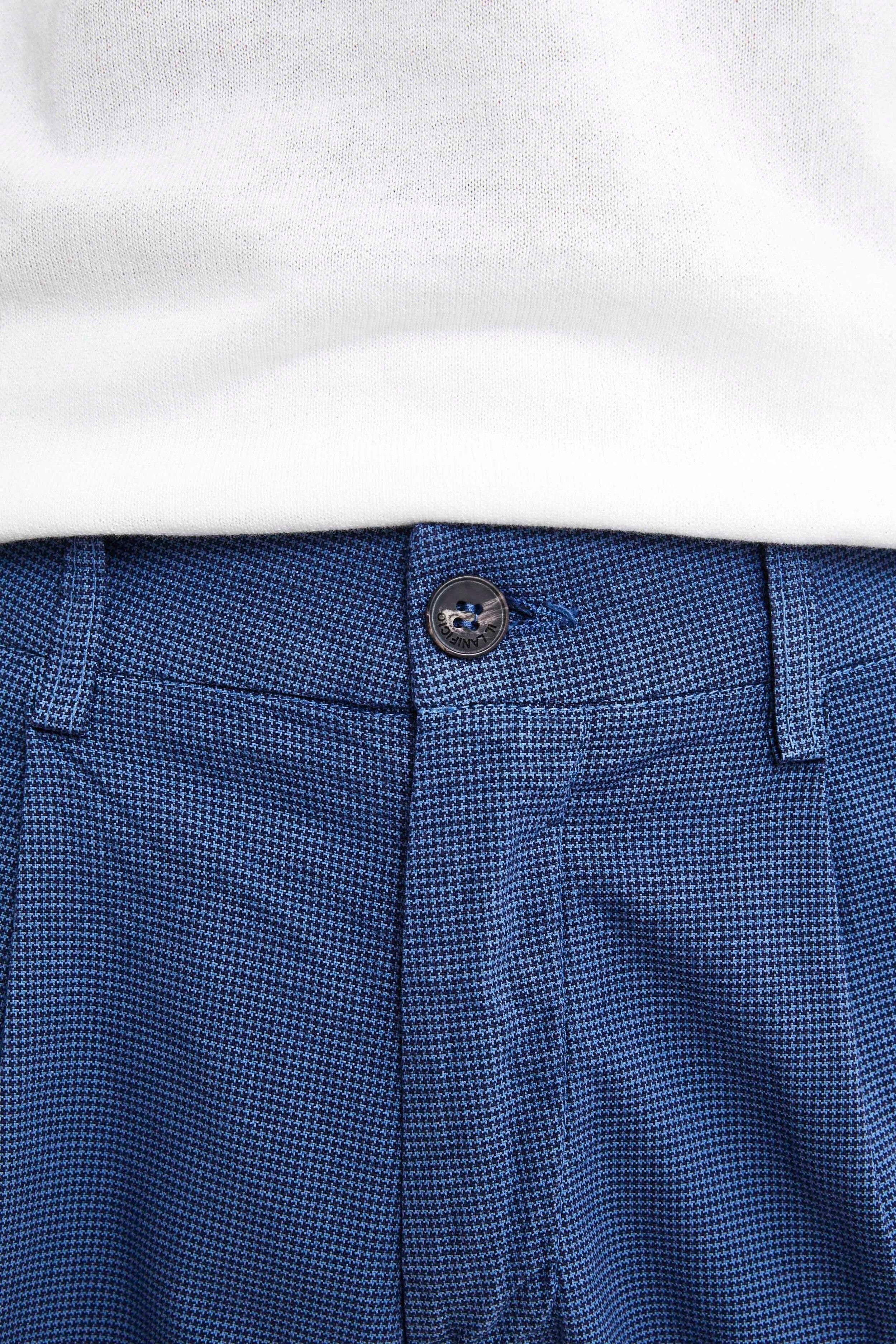 Cotton patterned pants - Medium blue