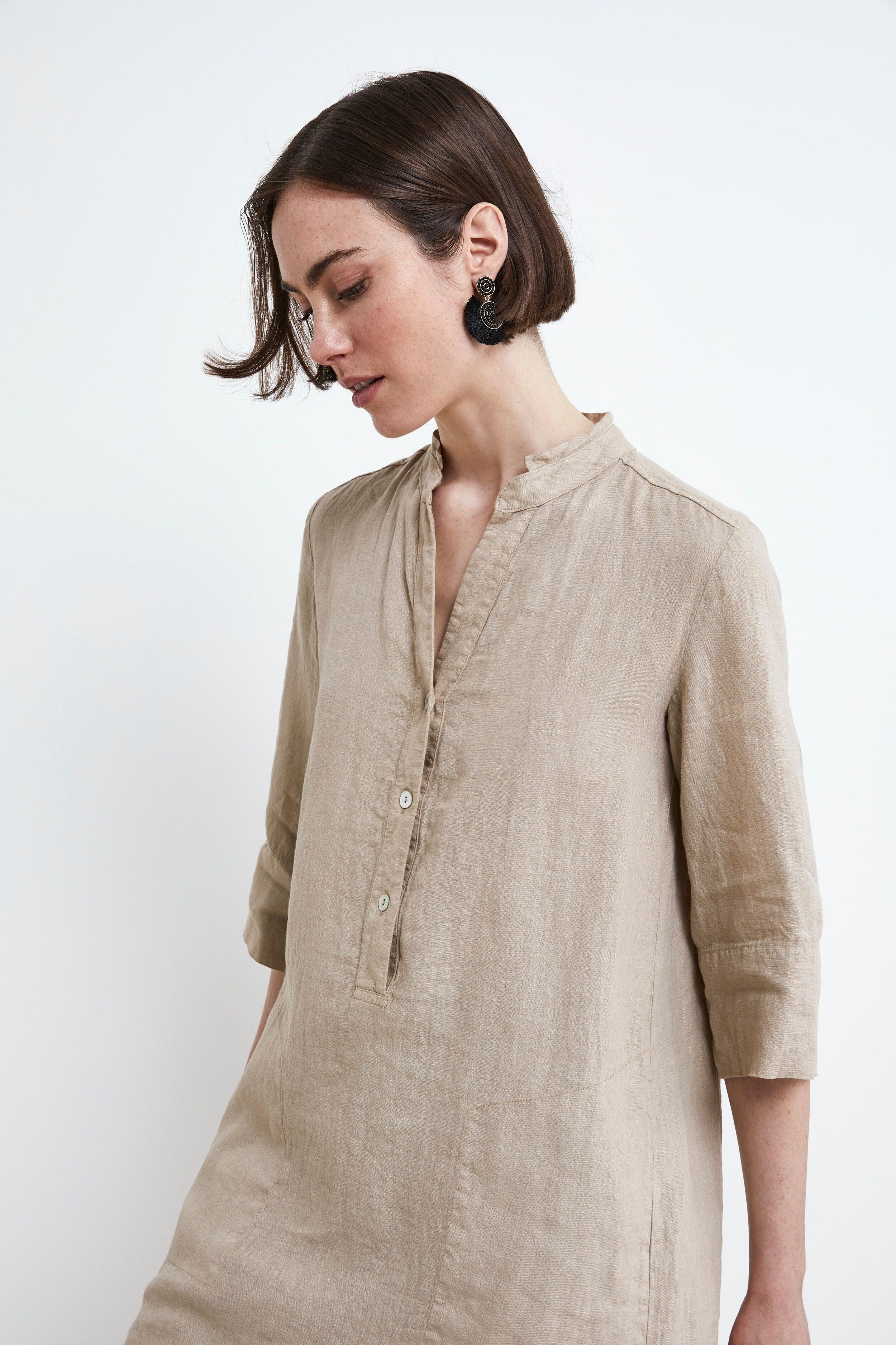 Soft Linen Dress - BEIGE