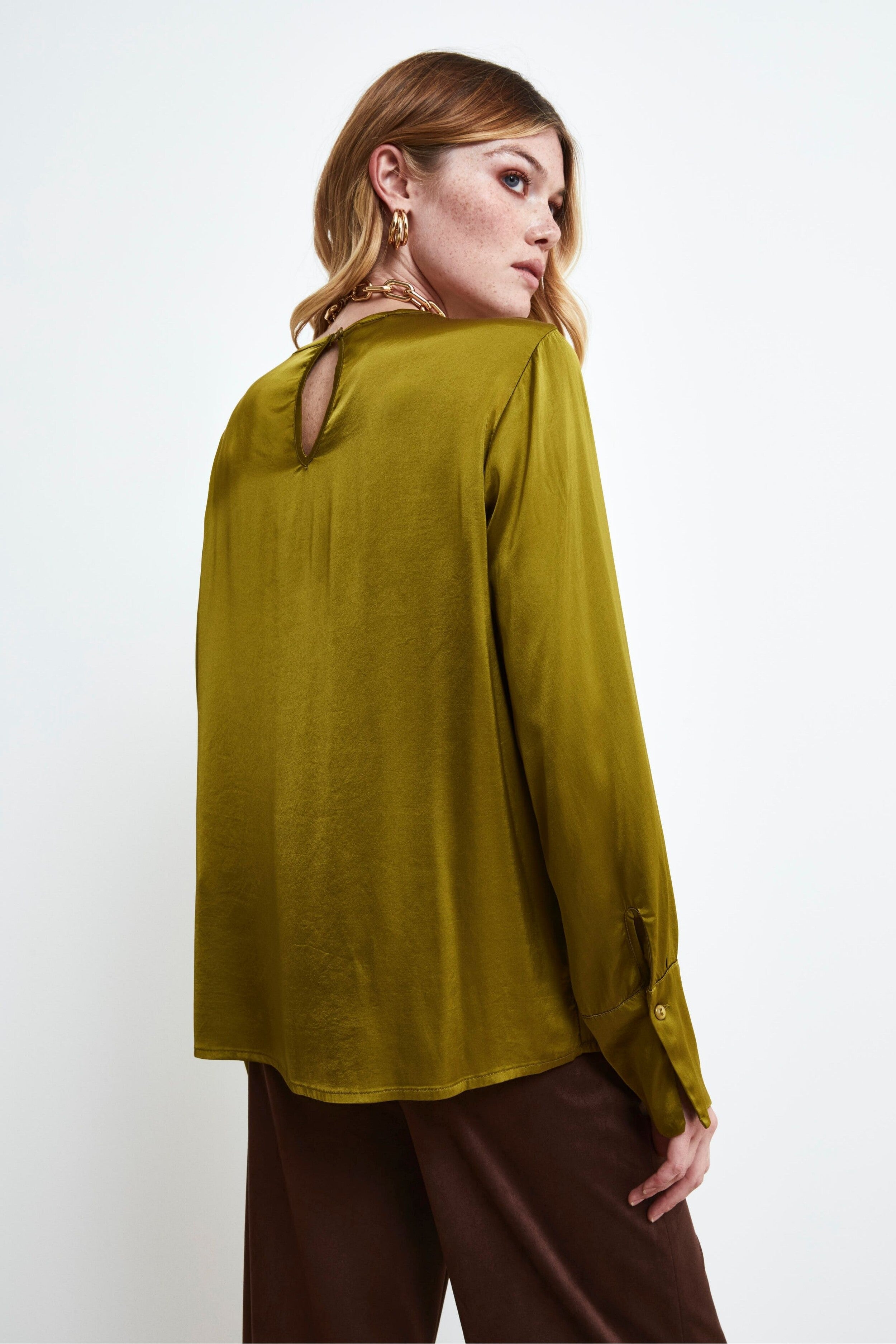 Blouse Élégante Col Rond - Jaune canari