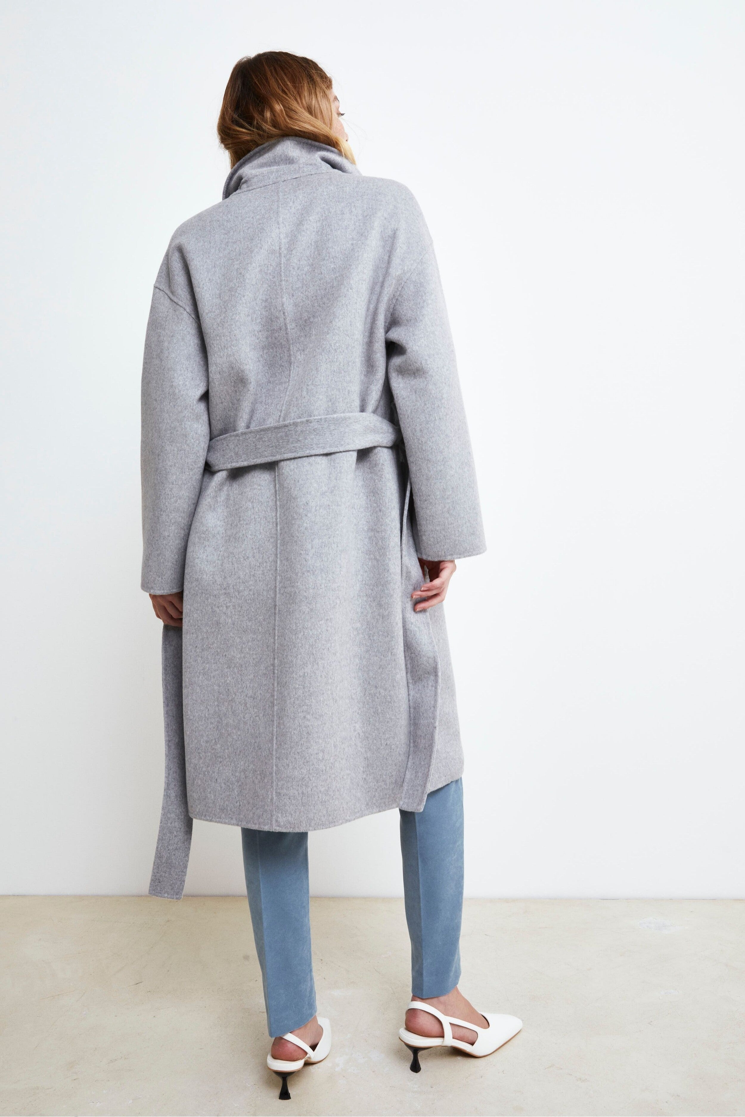 Cappotto Doppiopetto con Cintura - GRIGIO CHIARO