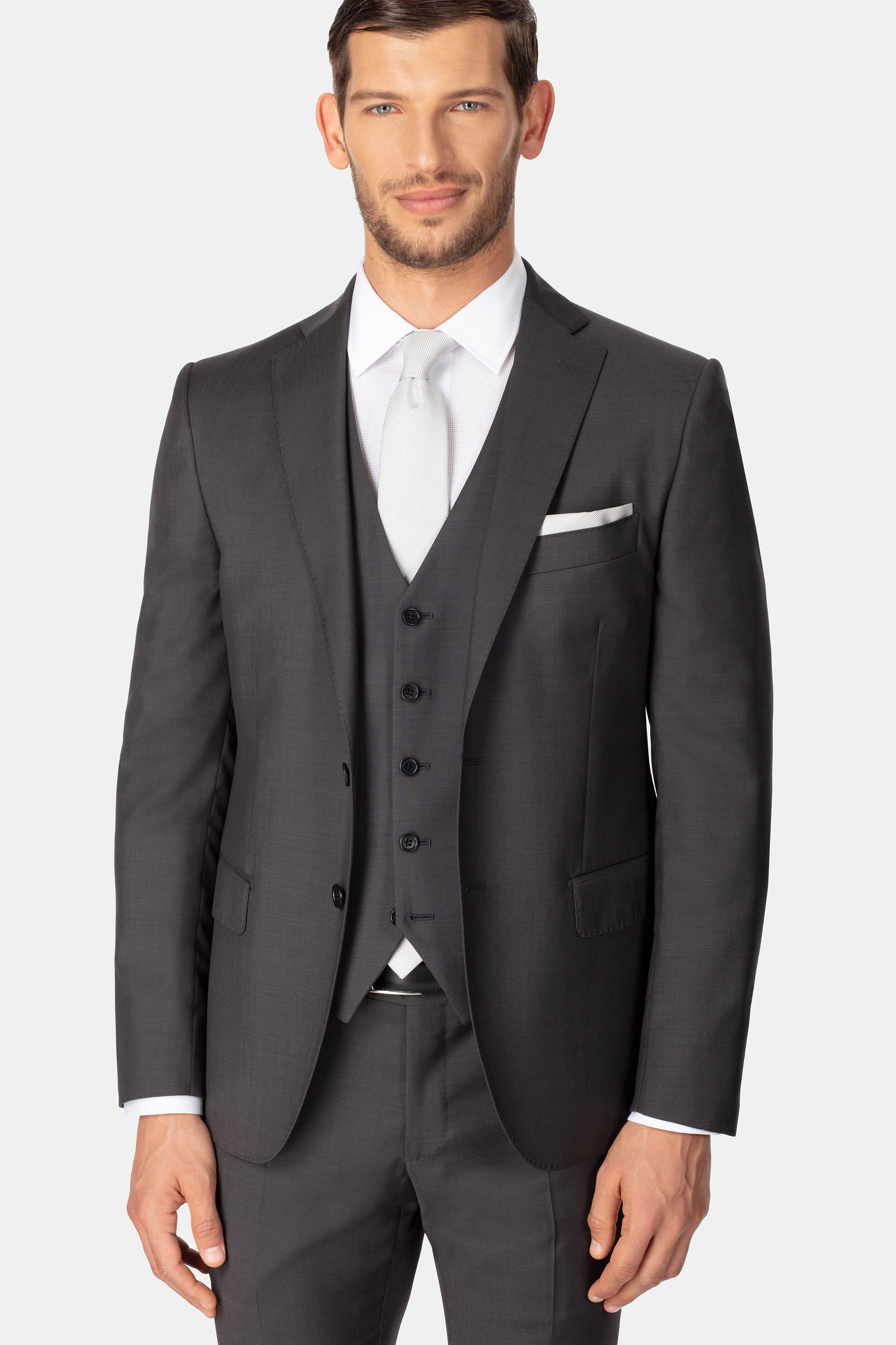 Slim fit grey wool suit - Charcoal grey