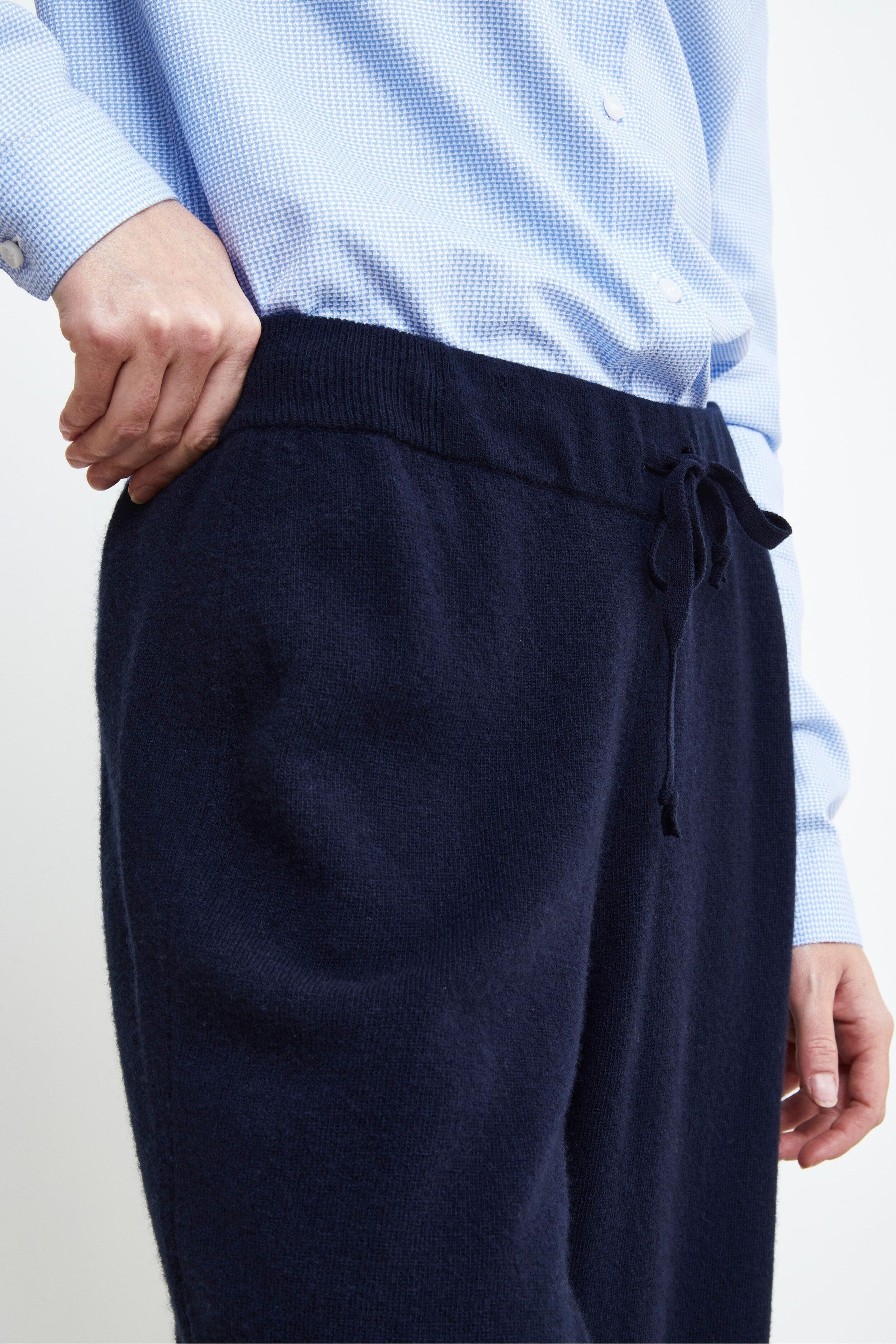 Pantalone Jogger in lana e cashmere - BLU