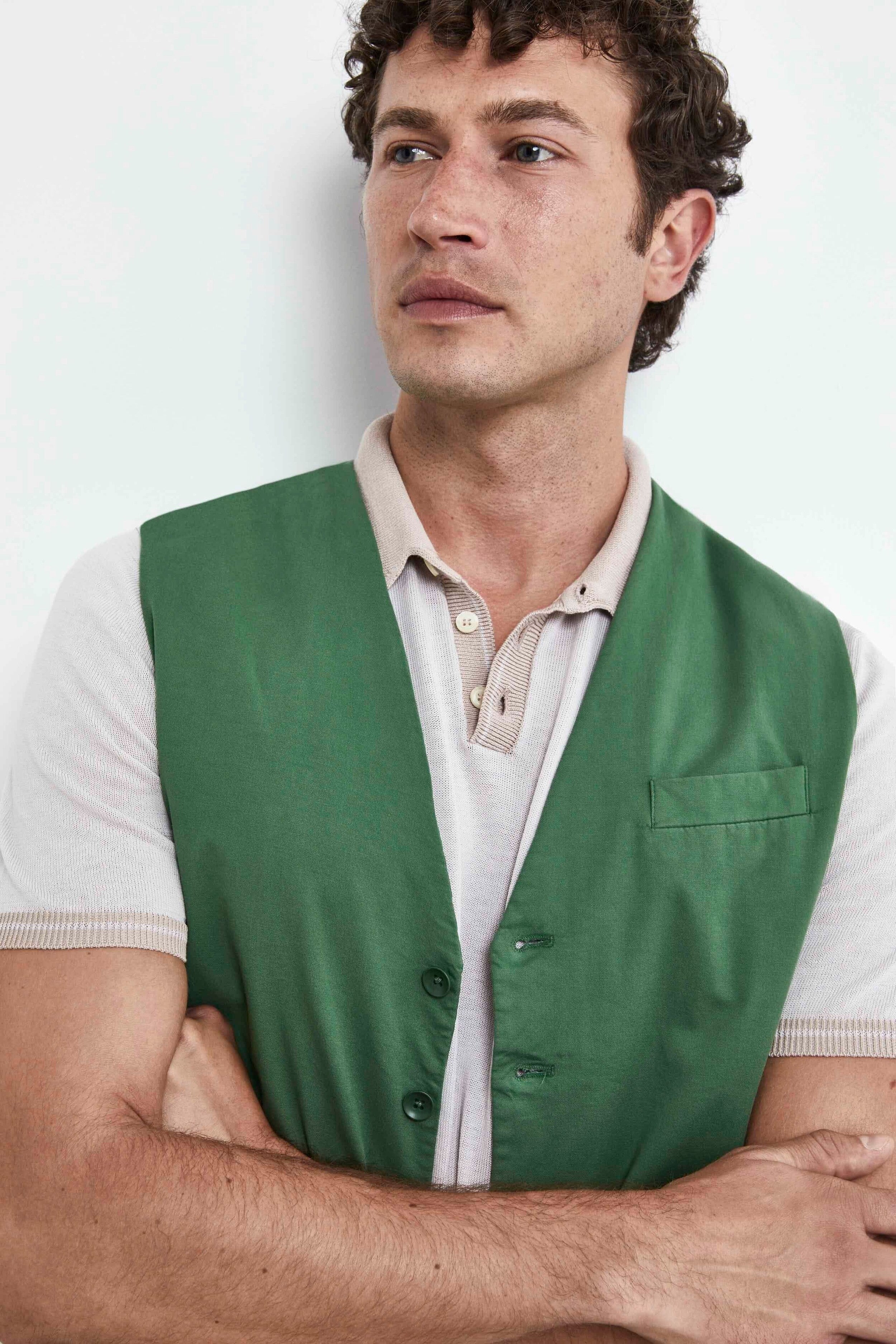 Casual Cotton Vest - GREEN