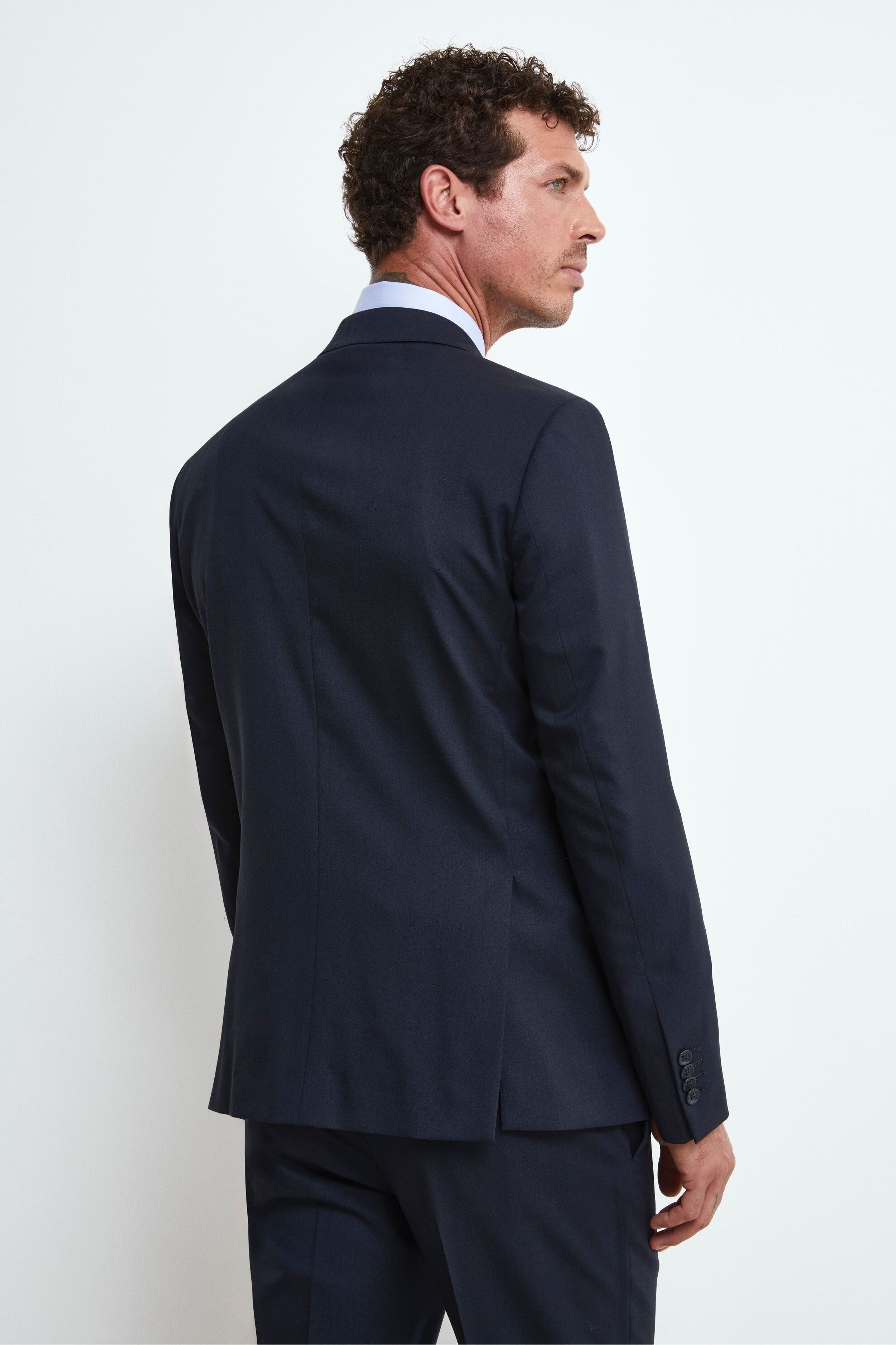 Double-Breasted Wool and Silk Suit - BLUE