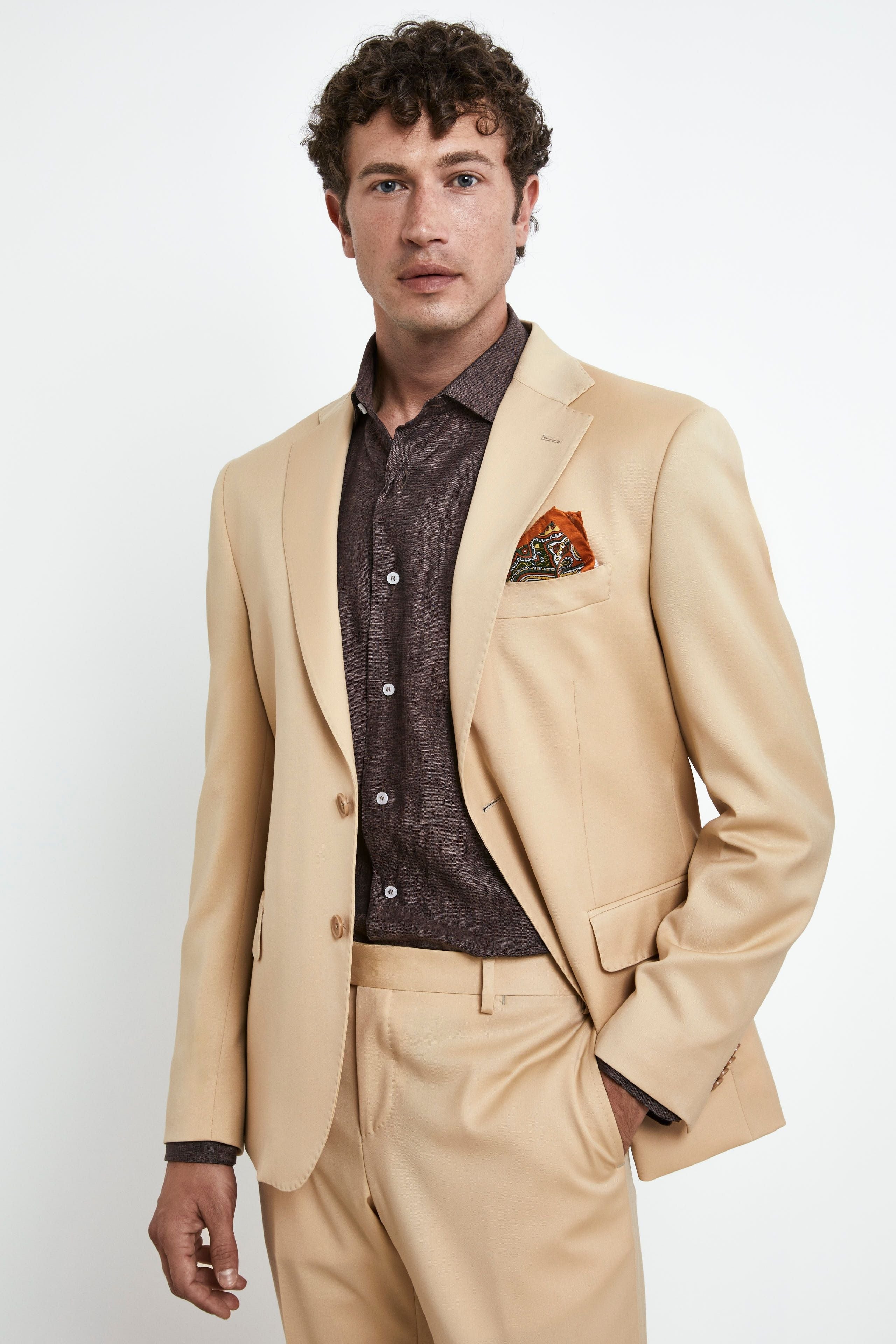 Structured Coloured Suit - Light brown