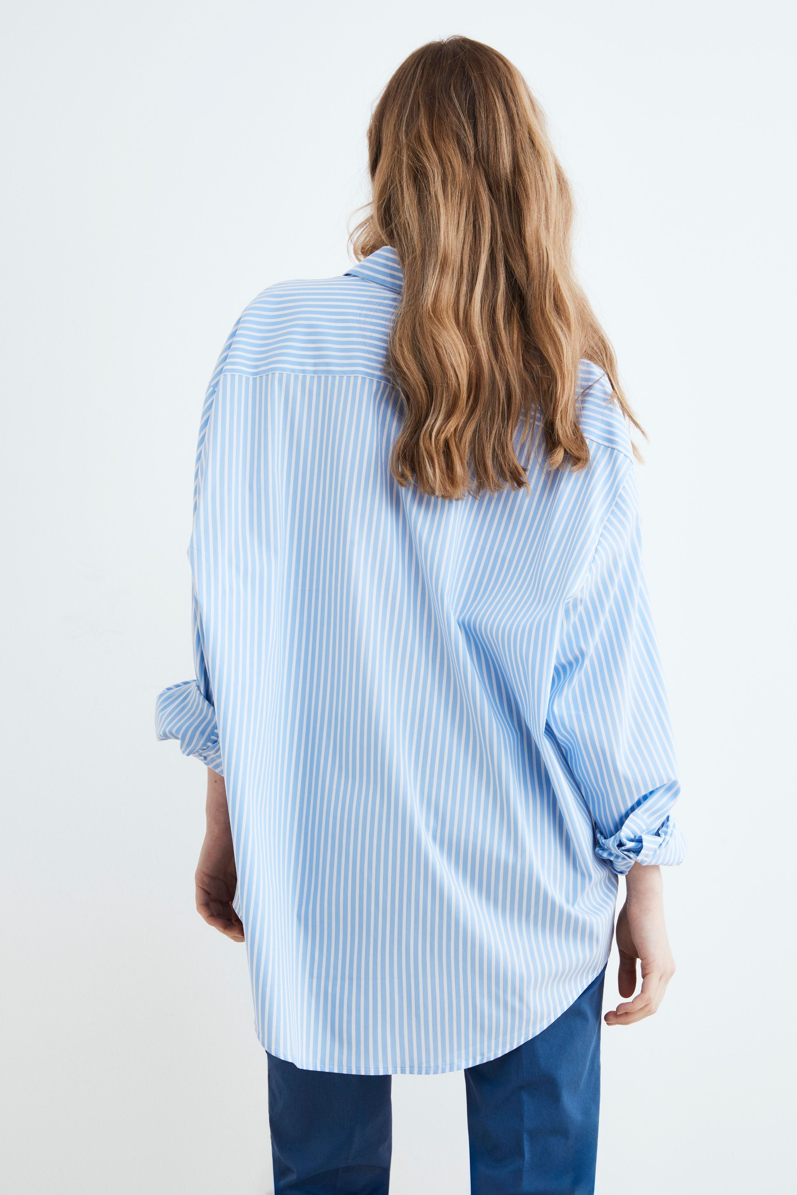 Camicia oversize a righe - AZZURRO RIGATO