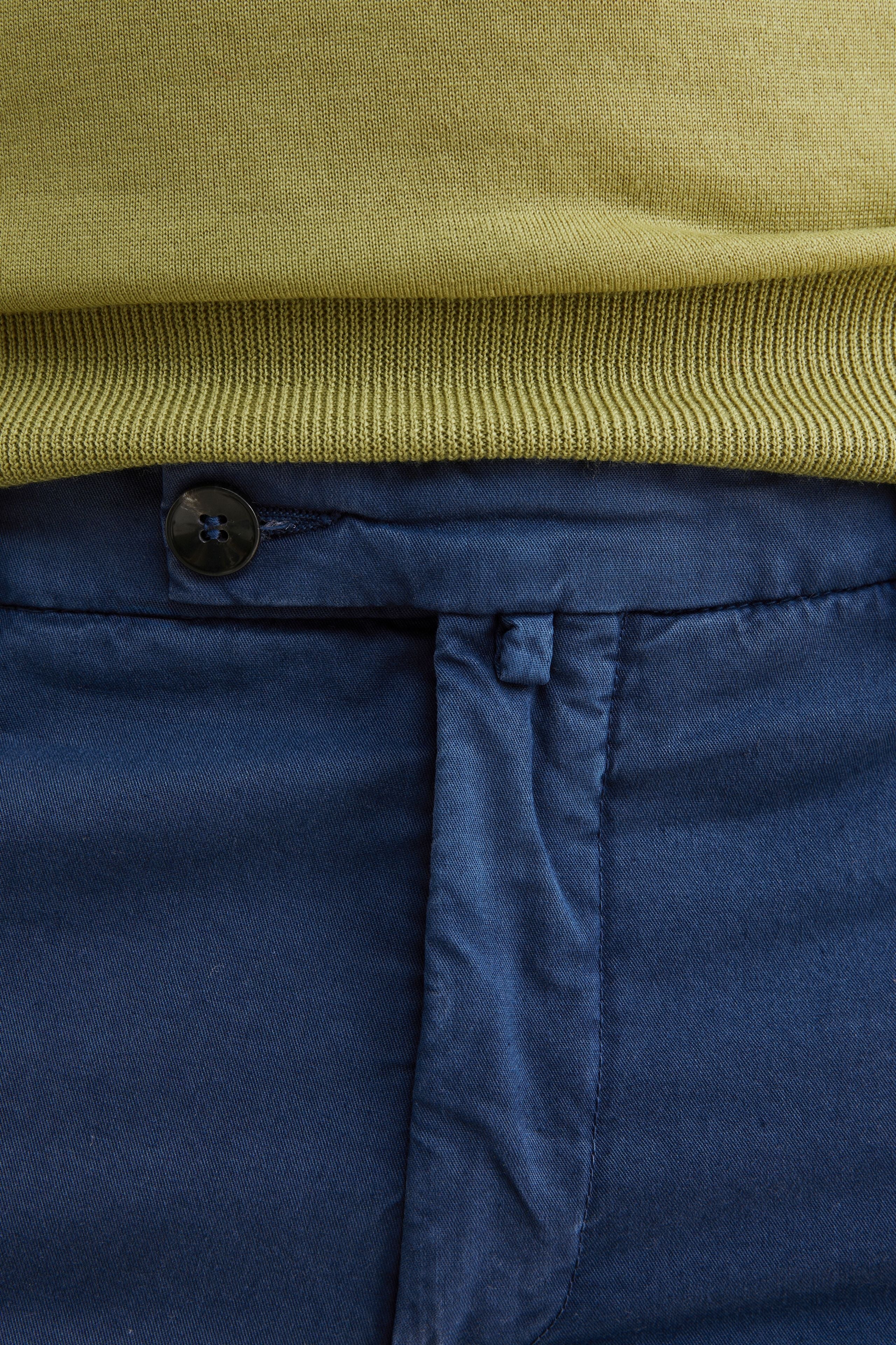 Pantalone slim in cotone - BLU APERTO