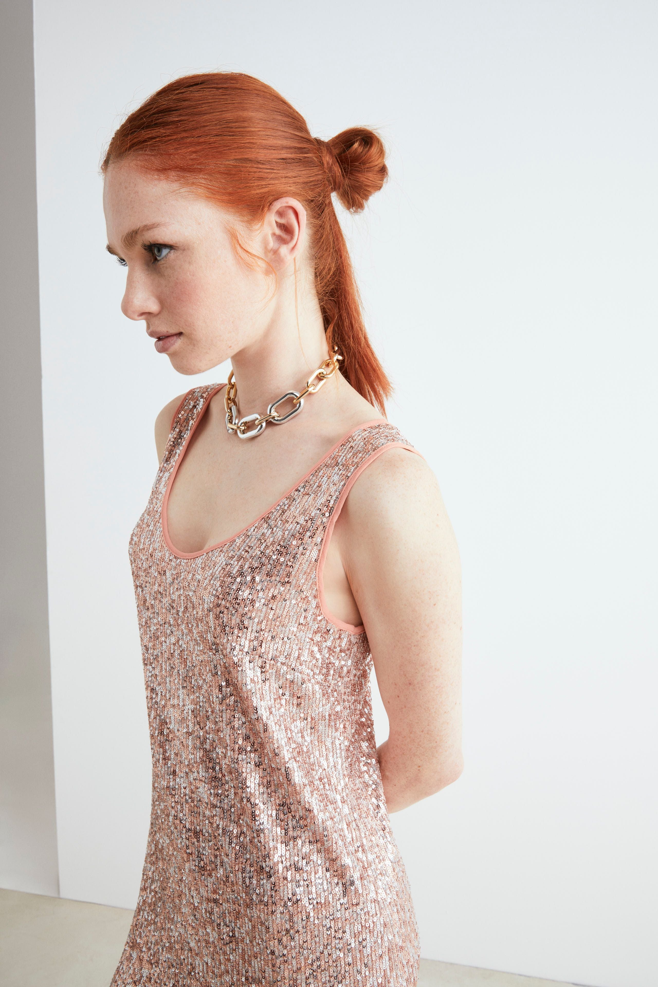 Sleeveless sequin dress - PINK