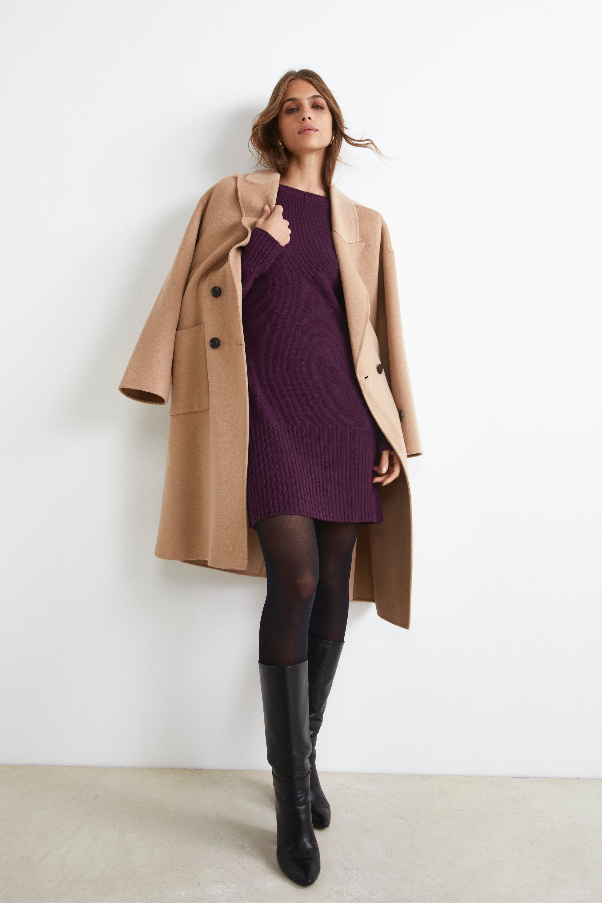 Abito Midi in Misto Cashmere - VINO