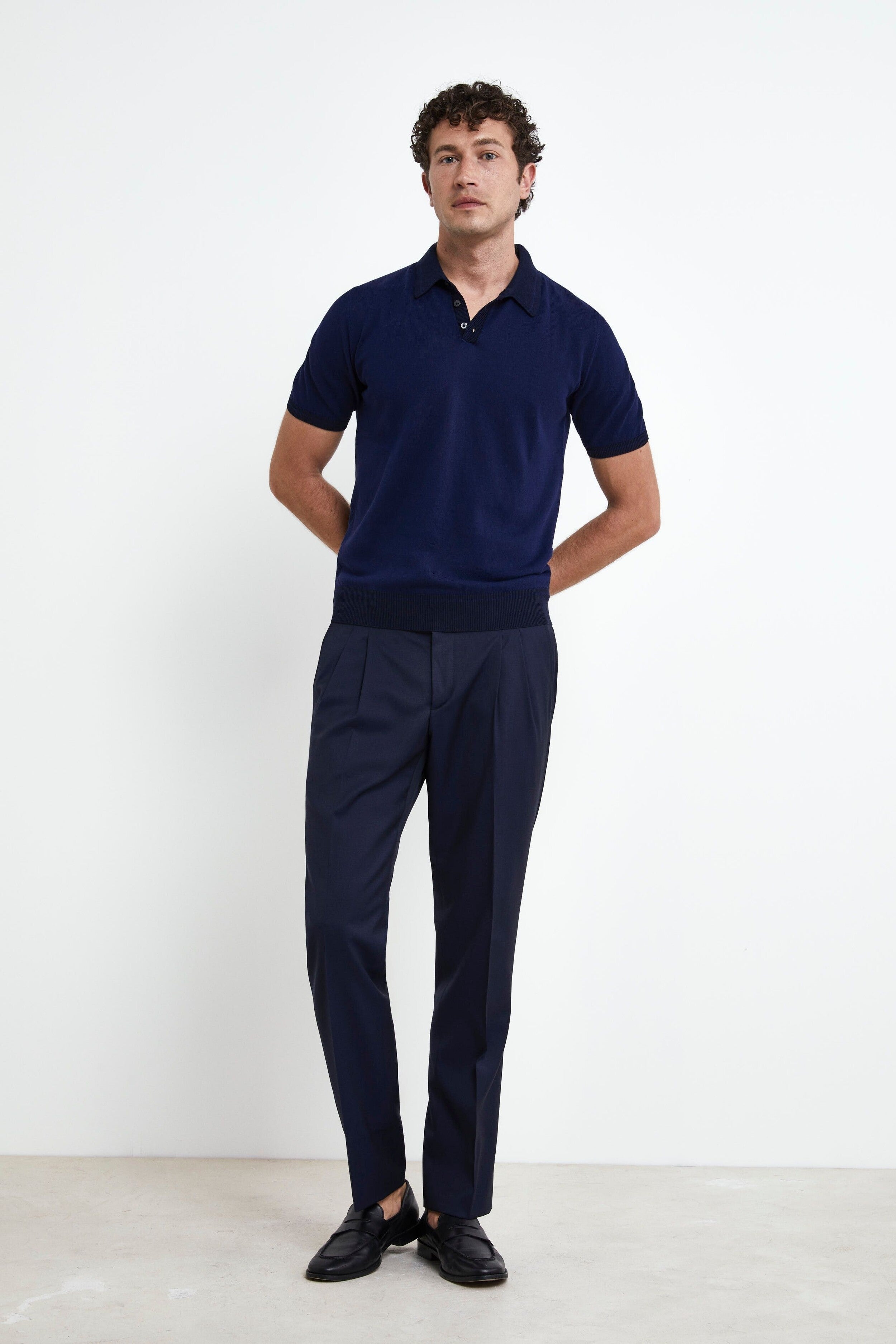 Pantalone Elegante con Pinces - BLU