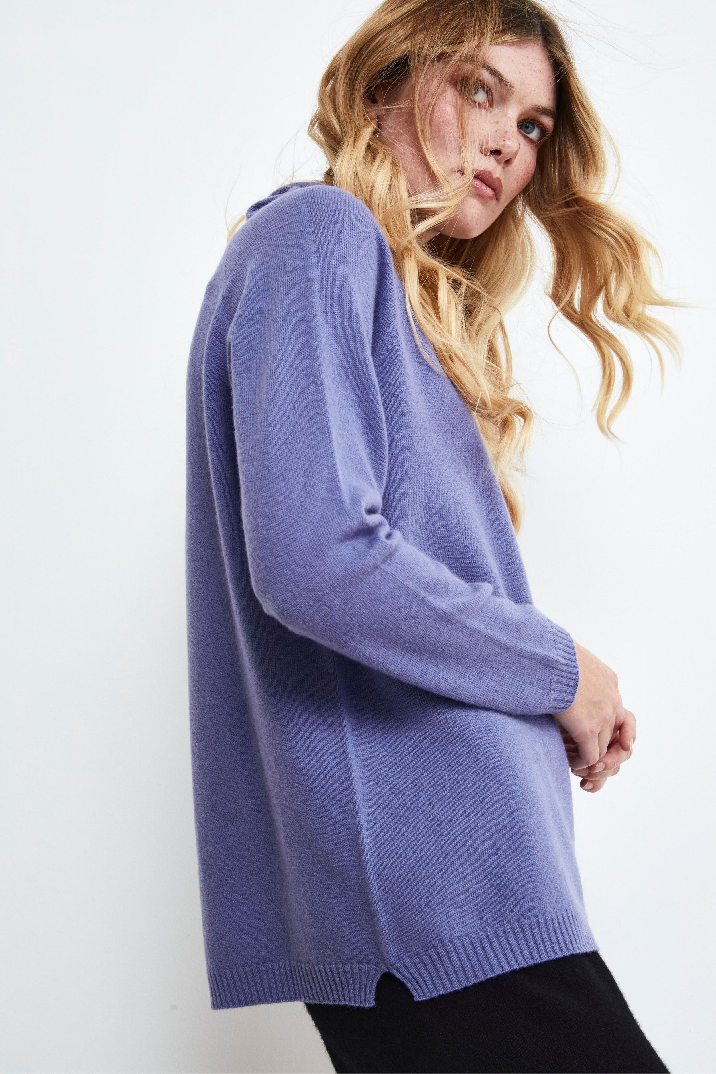 Maglia Collo Morbido lana cashmere - LAVANDA