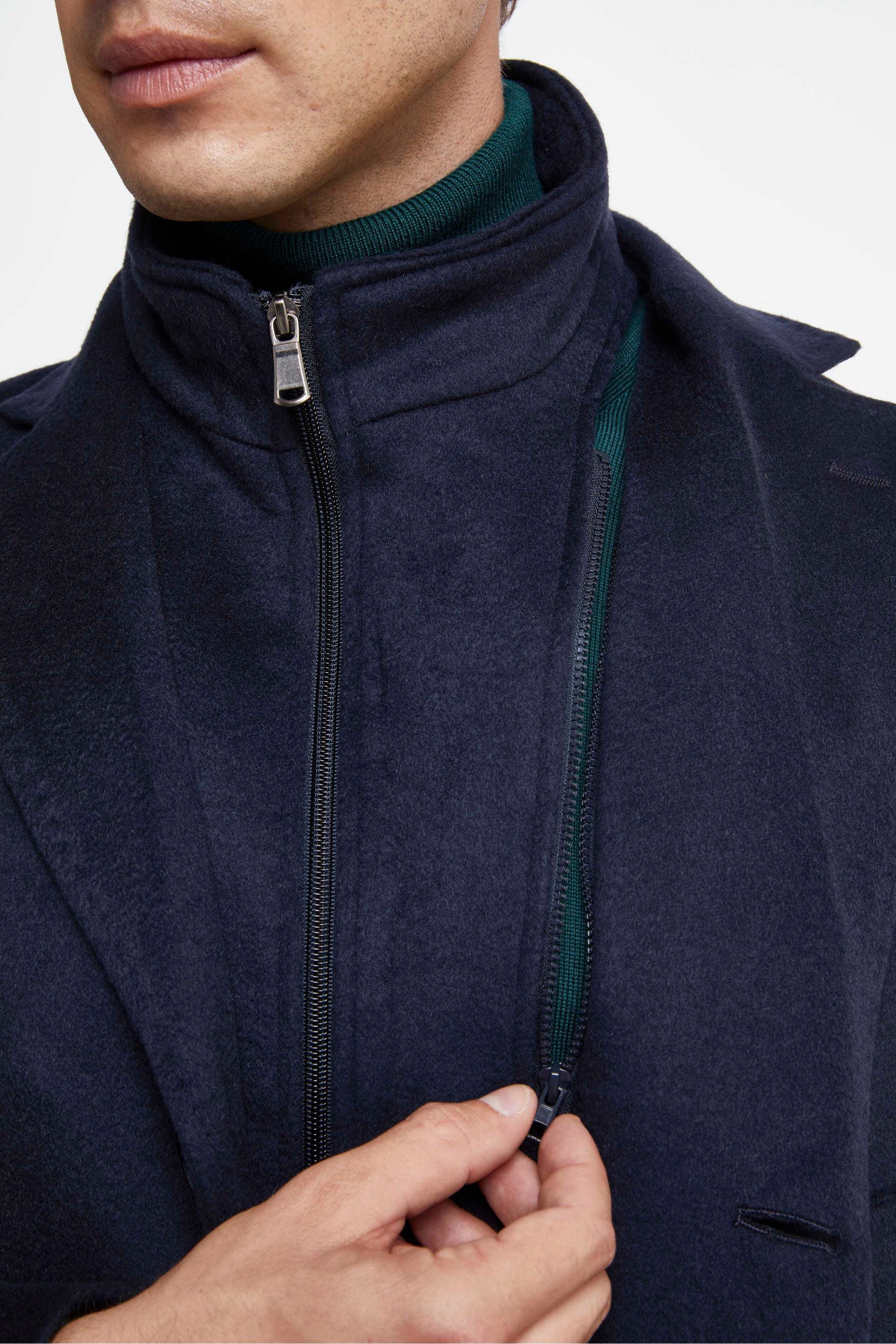 Short Coat in Wool and Cashmere - BLUE