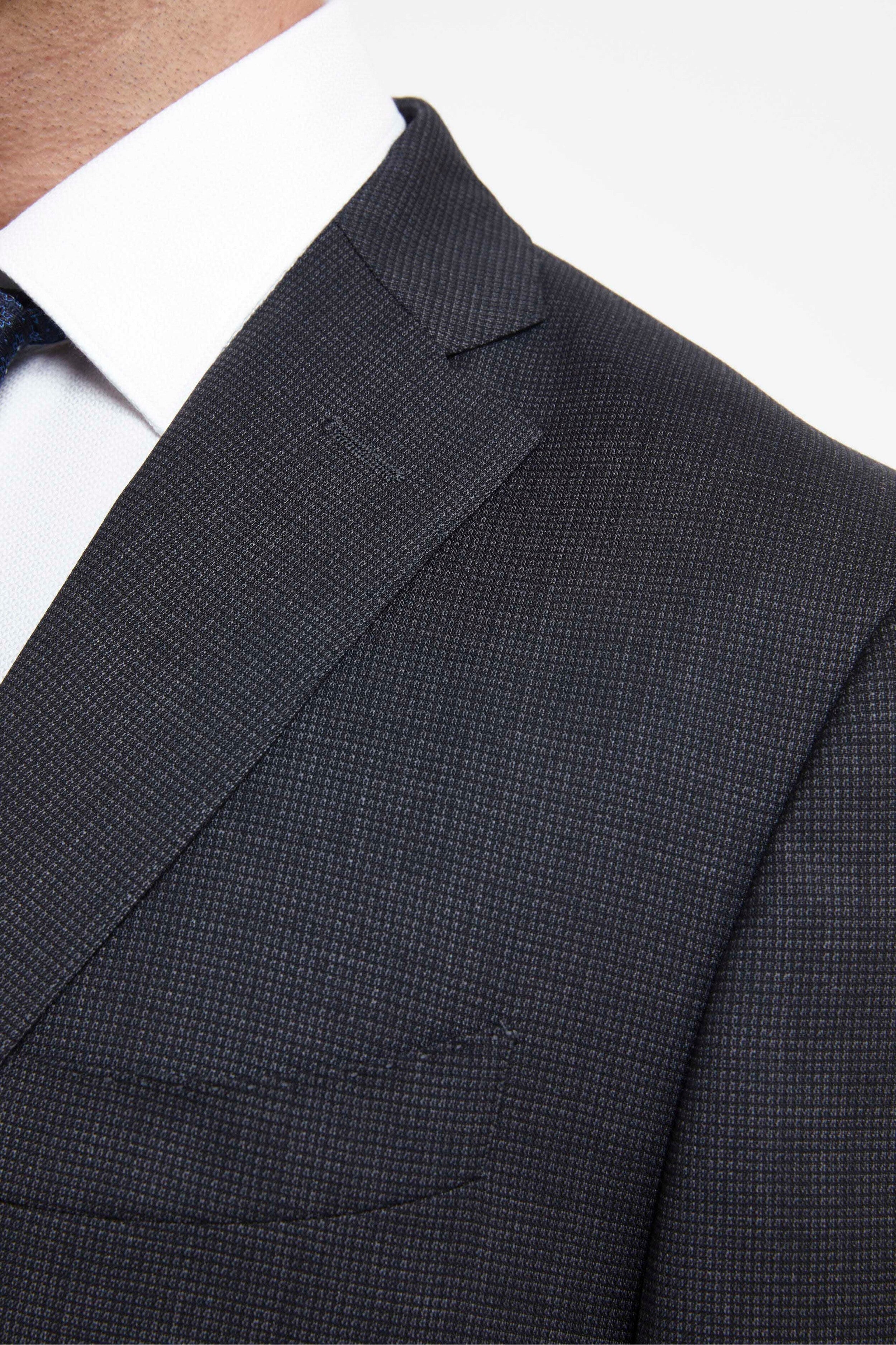 Micro-Pattern Wool Suit - P/P Charcoal grey