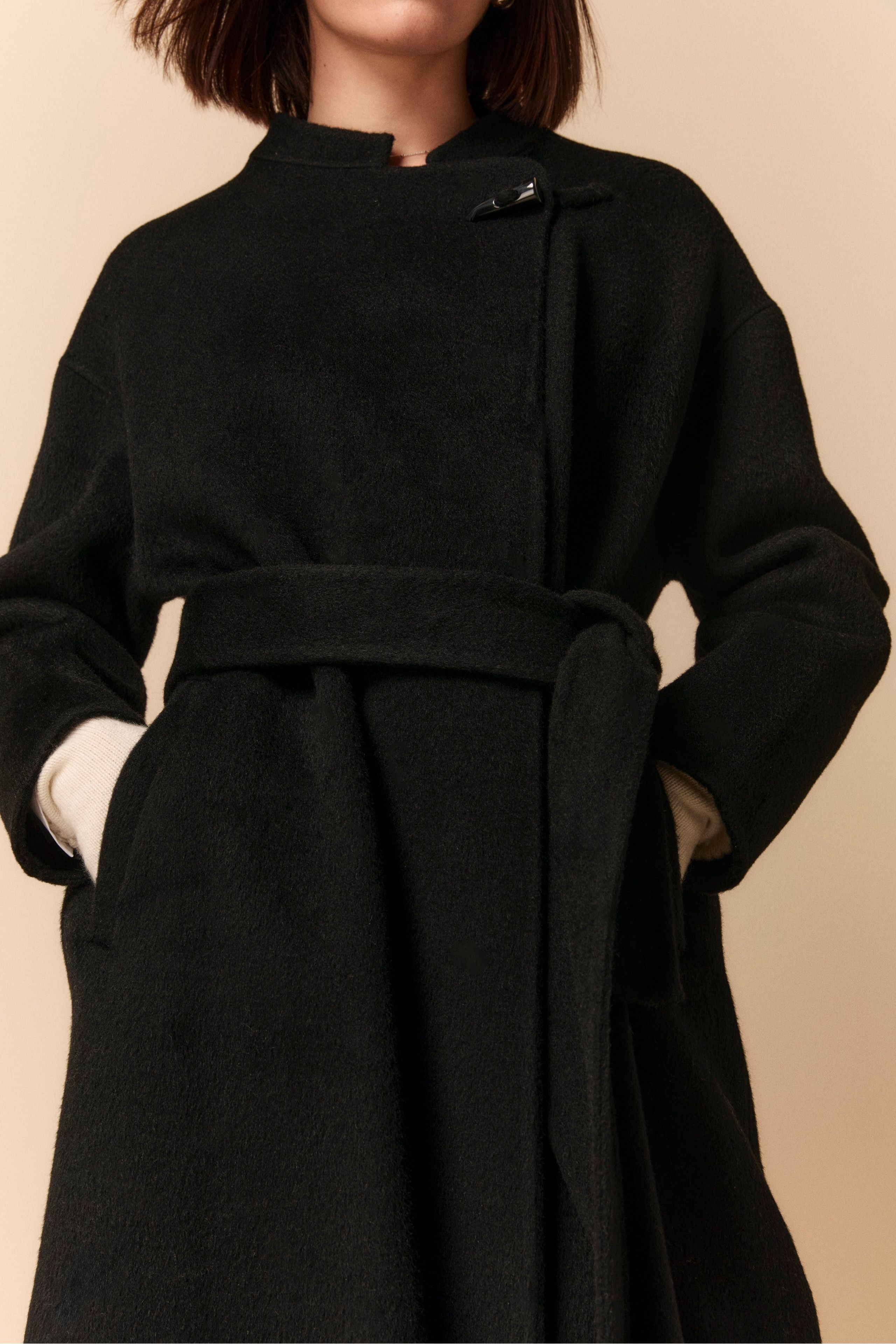 Cappotto Vestaglia in Lana - NERO