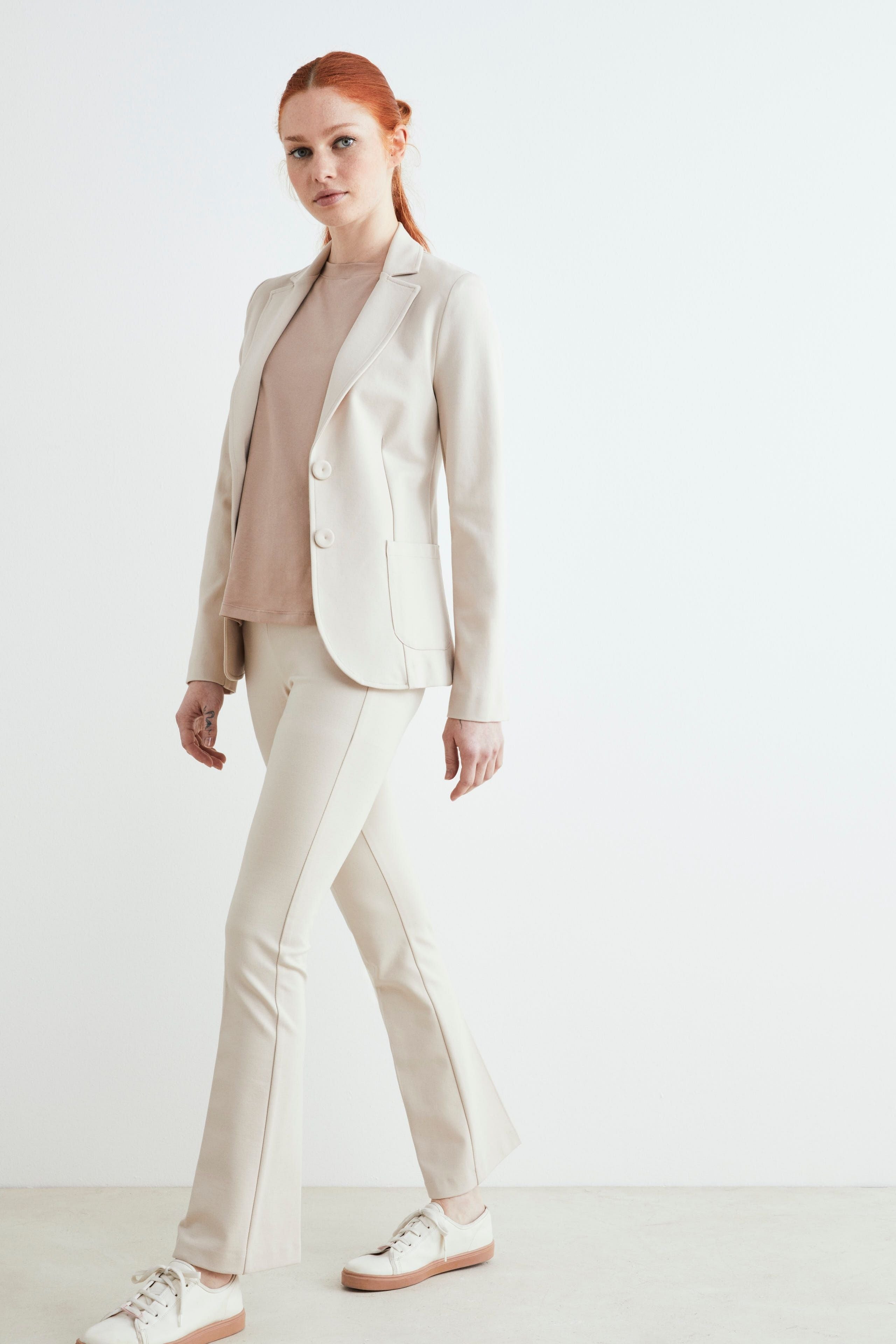 Pantalon palazzo en jersey - Blanc craie