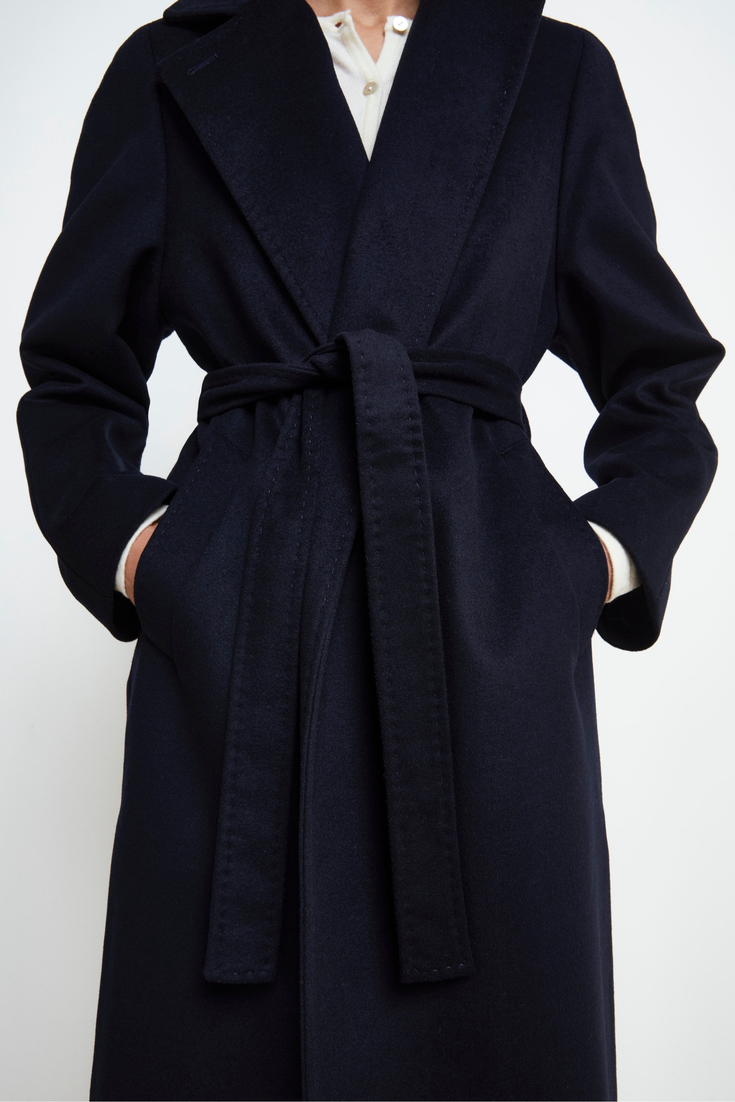 Cappotto lungo in lana e cashmere - BLU