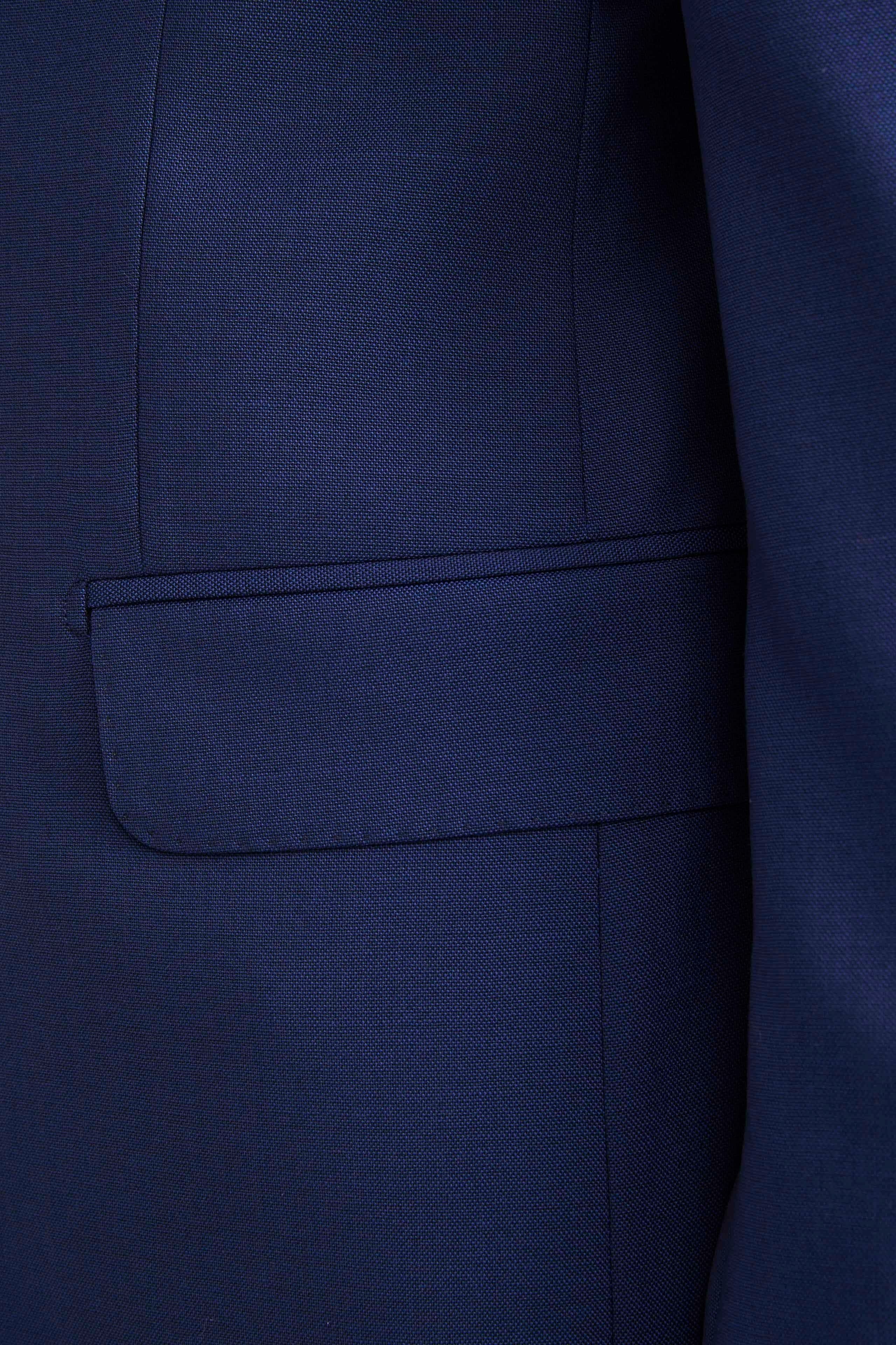 Blue Suit with double button placket - Medium blue