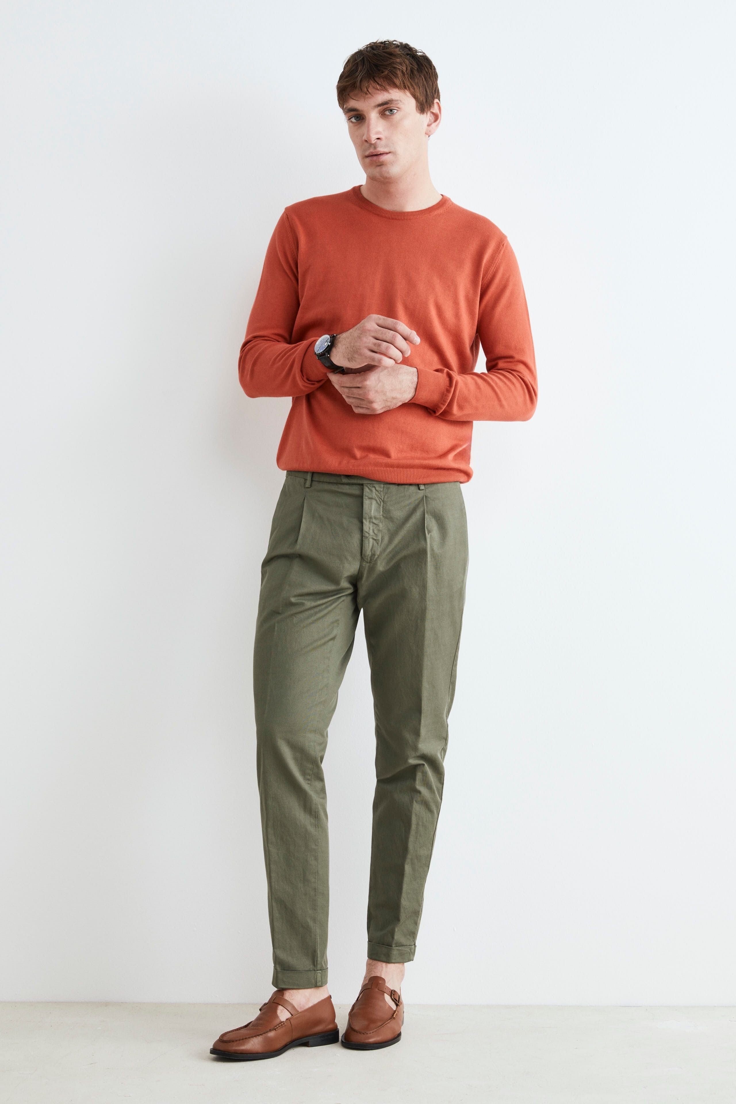 Pantalon à plis pour hommes - Vert sauge