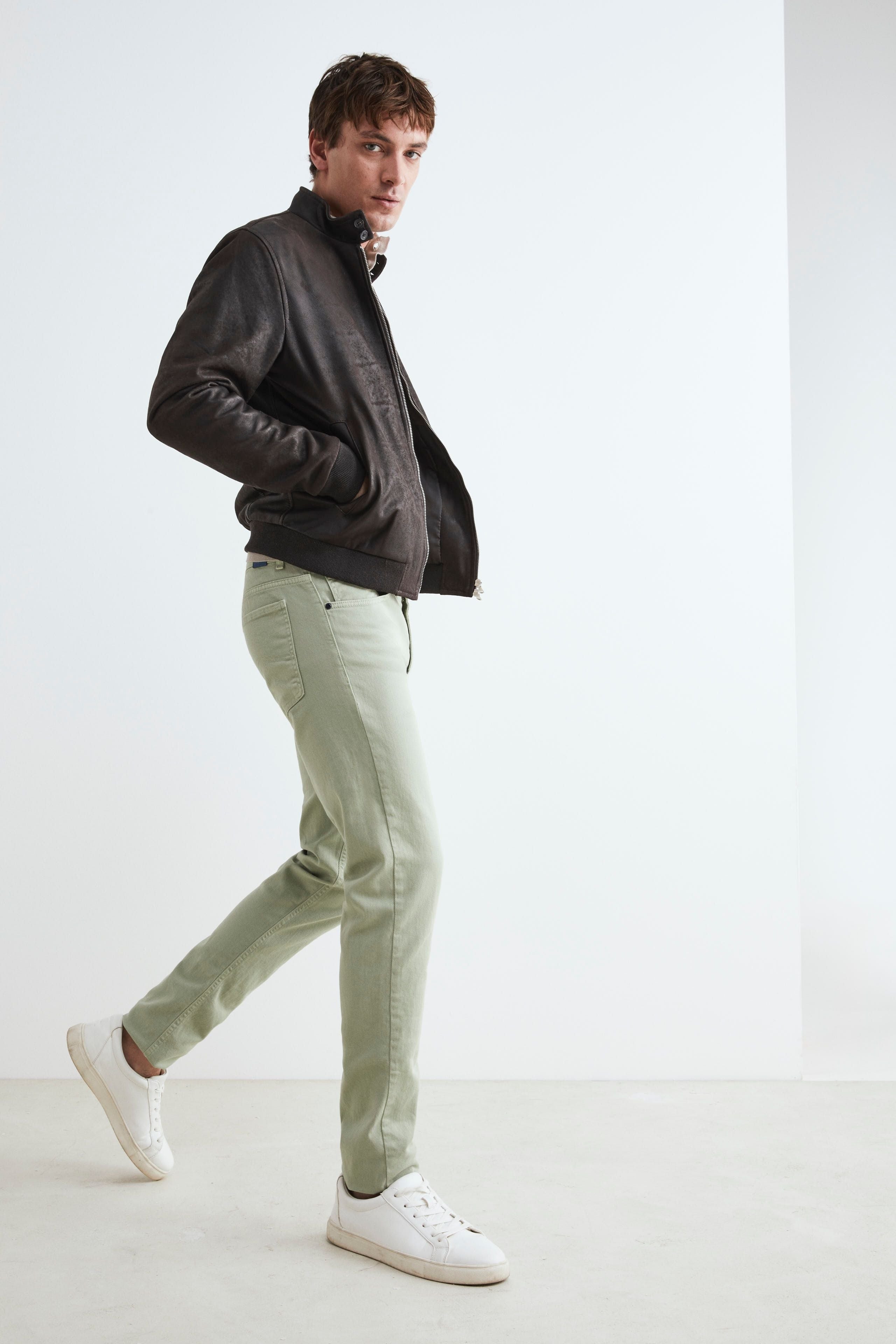 Pantalon 5 poches en coton - Vert