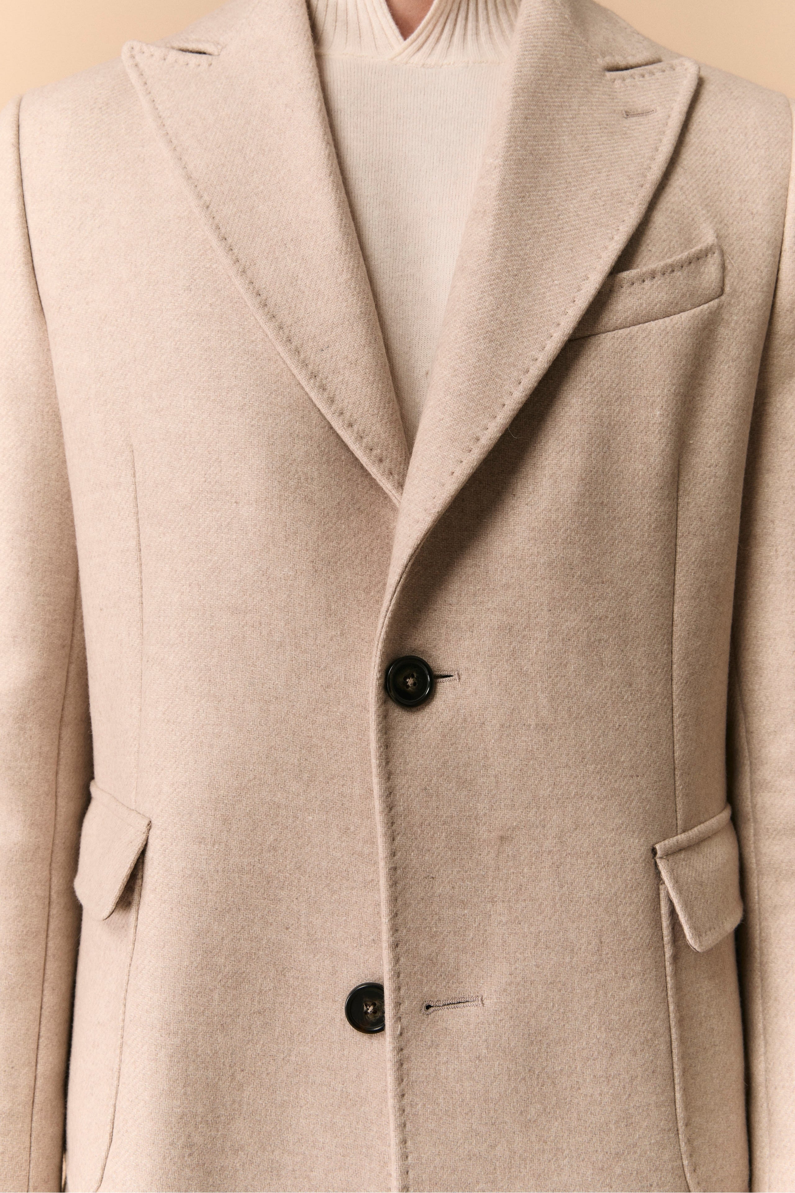 Cappotto Twill in Lana - TORTORA