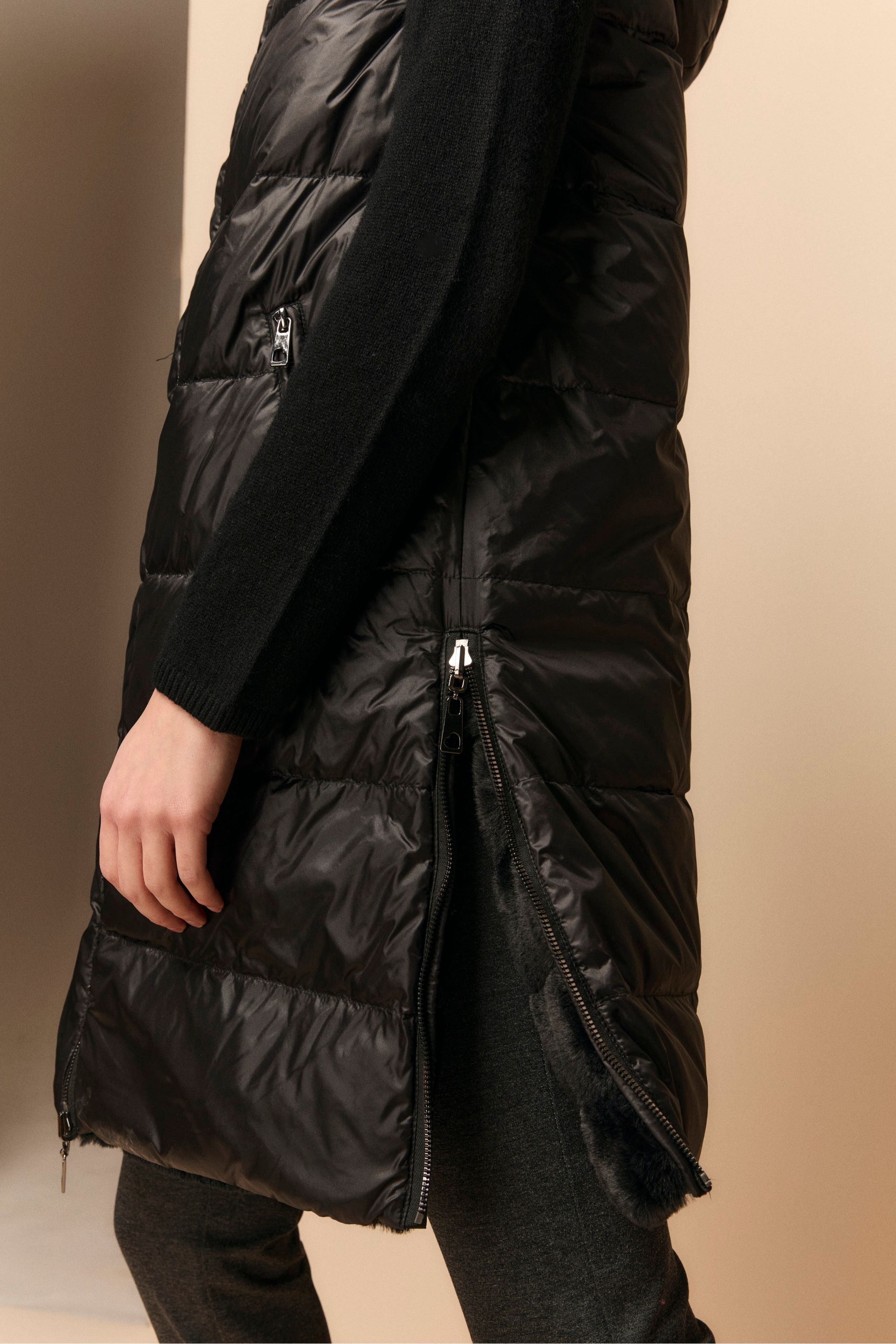 Gilet Reversibile con Pelliccia - NERO