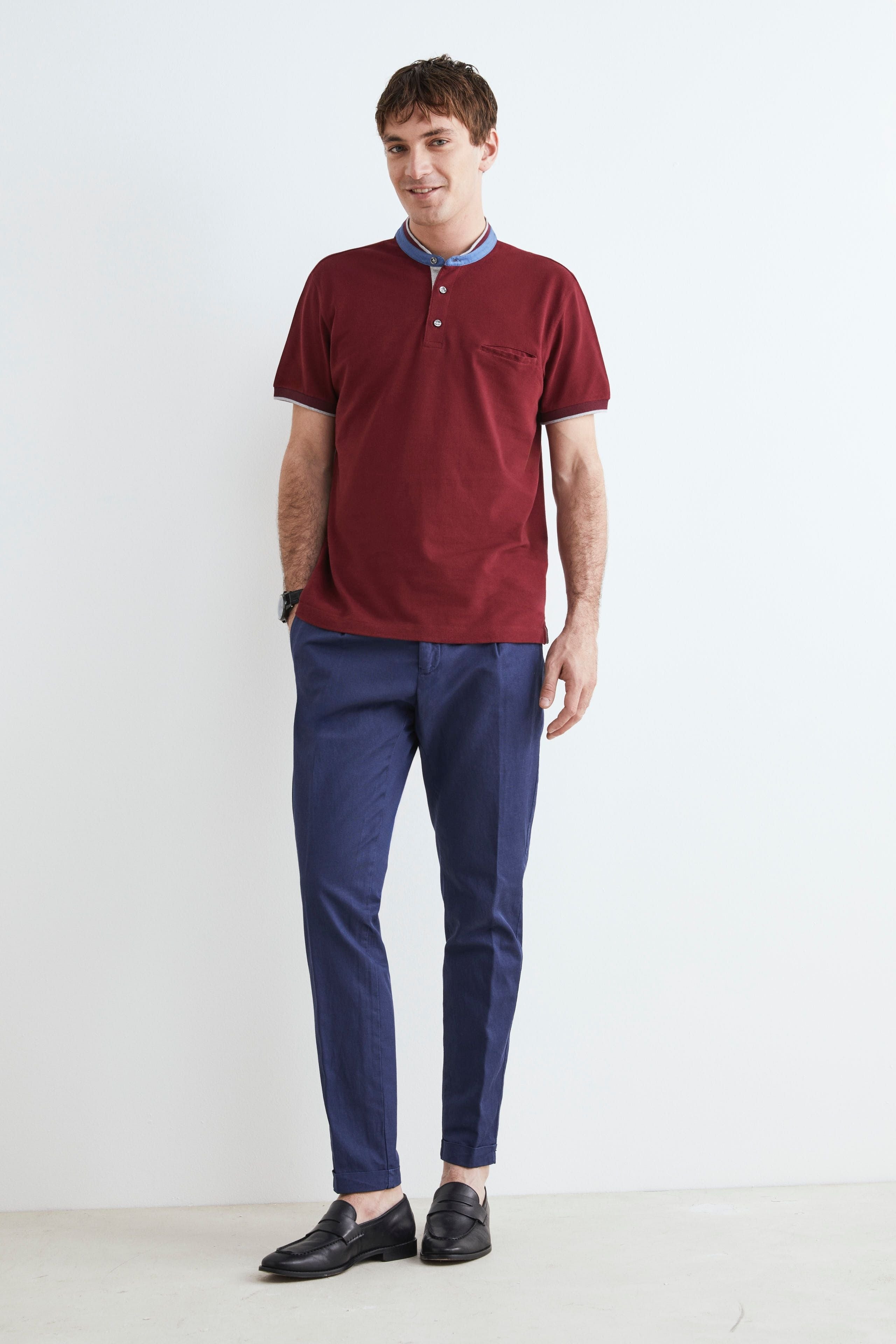 Men’s pleated trousers - Medium blue