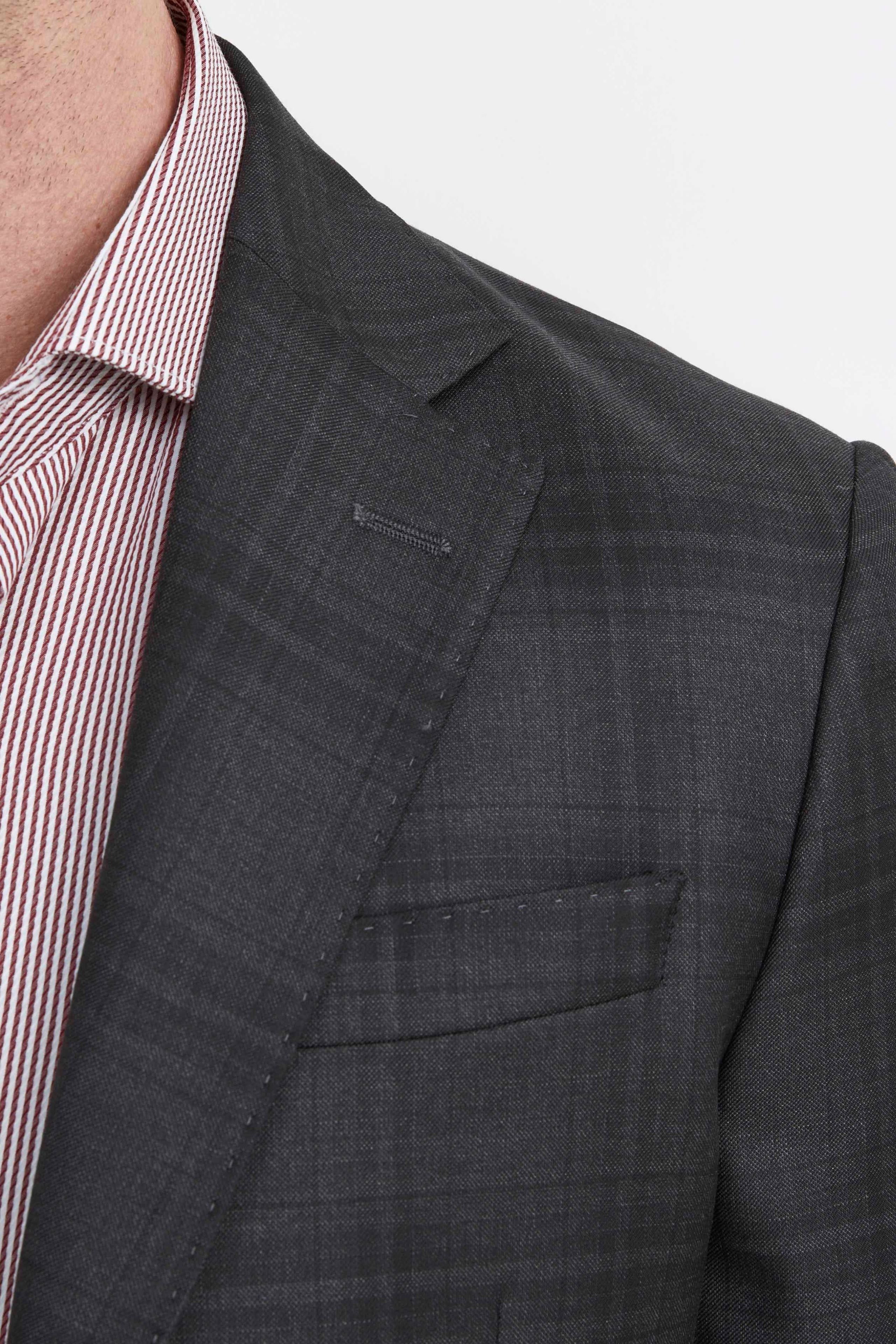 Check patterned grey slim suit - Grey check