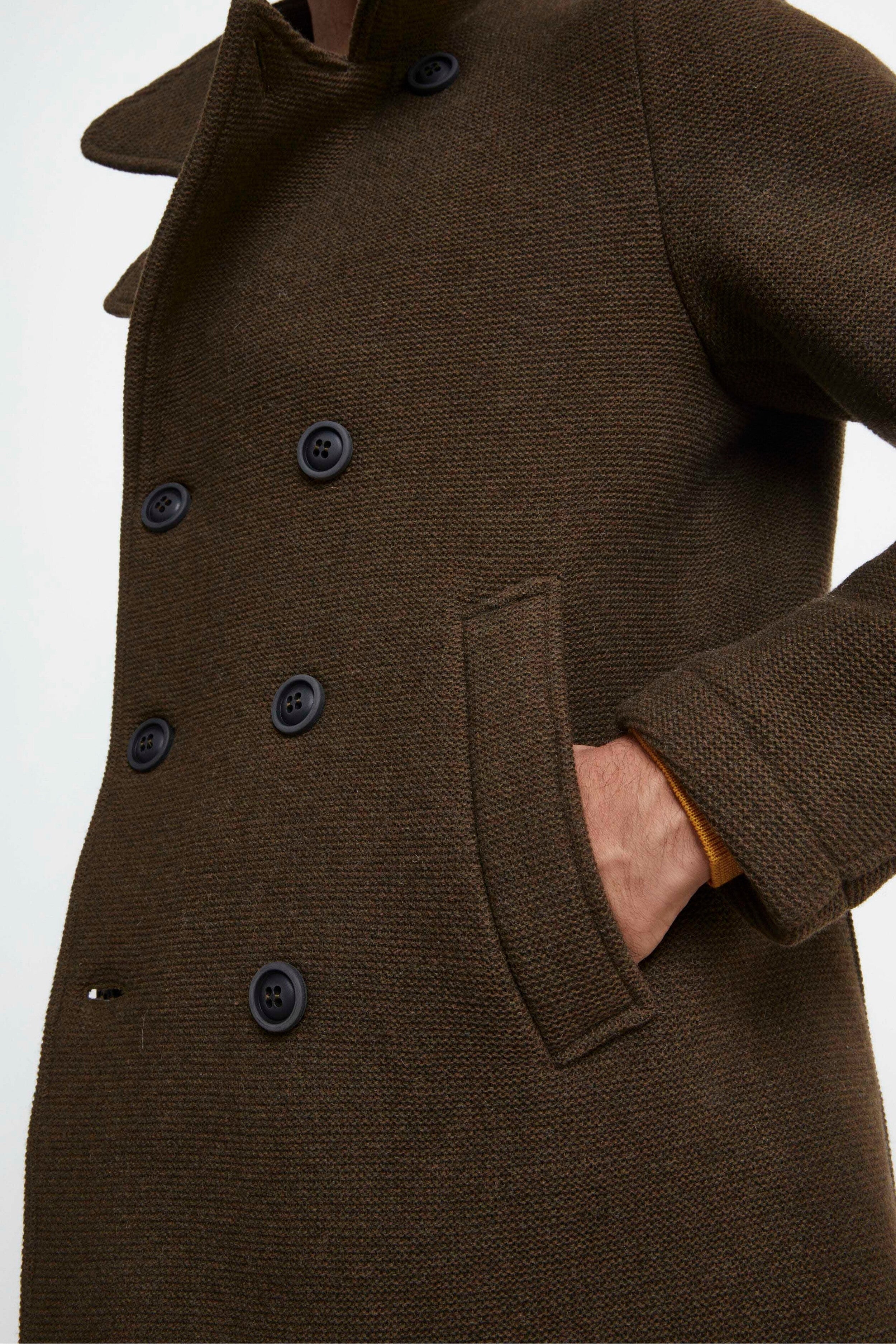 Manteau peacoat à double boutonnage - marron