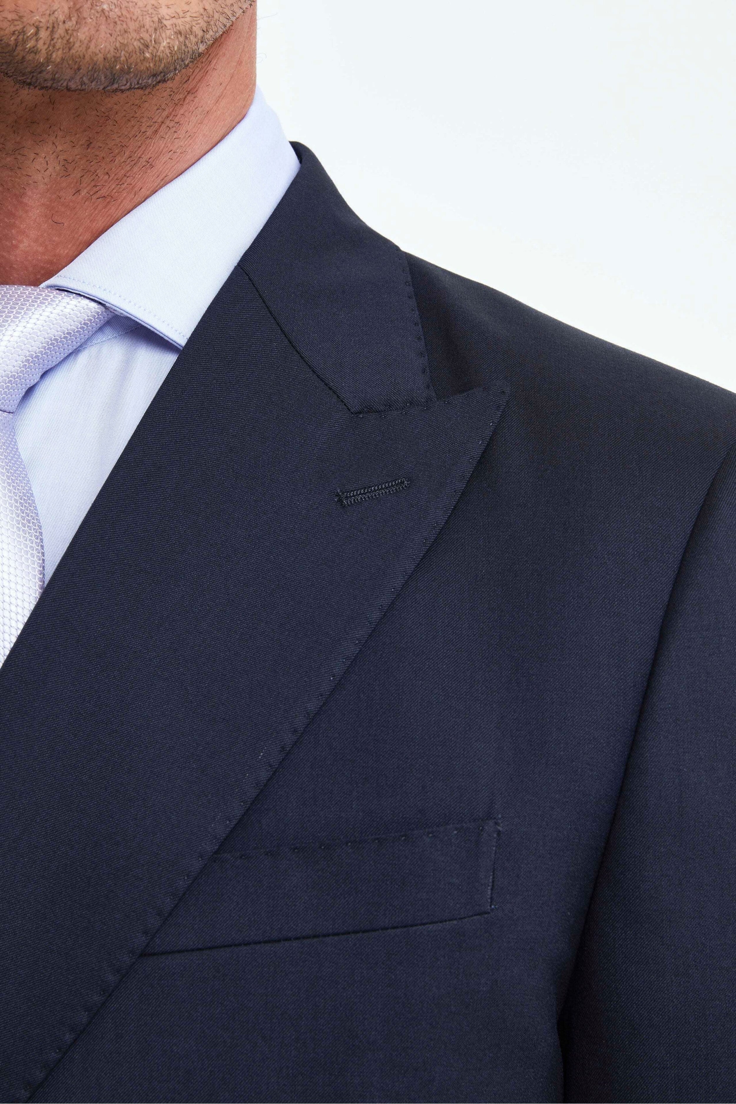 Double-Breasted Wool and Silk Suit - BLUE