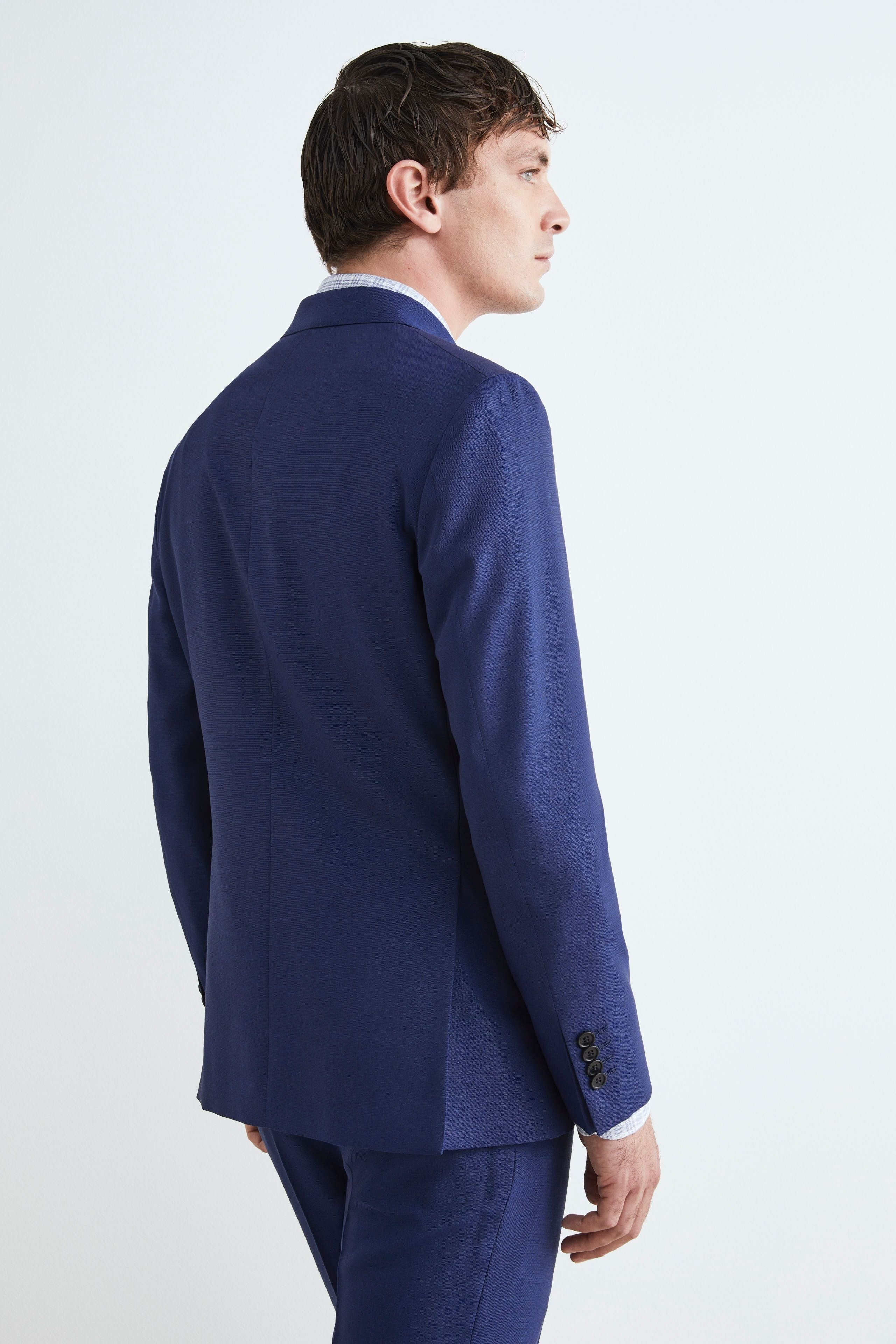 Blue Suit with double button placket - Medium blue