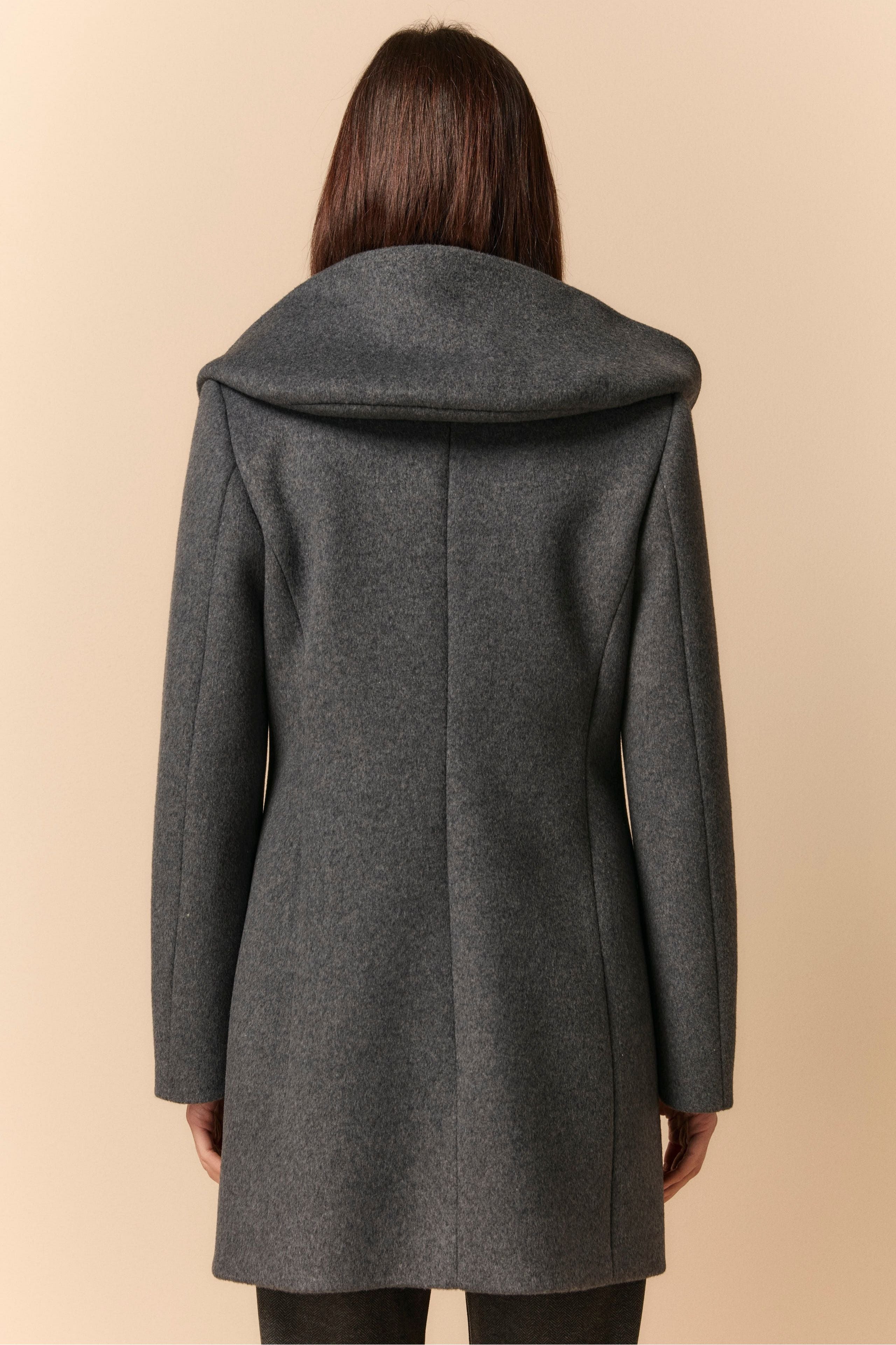 Cappotto Midi con Zip e Cappuccio - GRIGIO