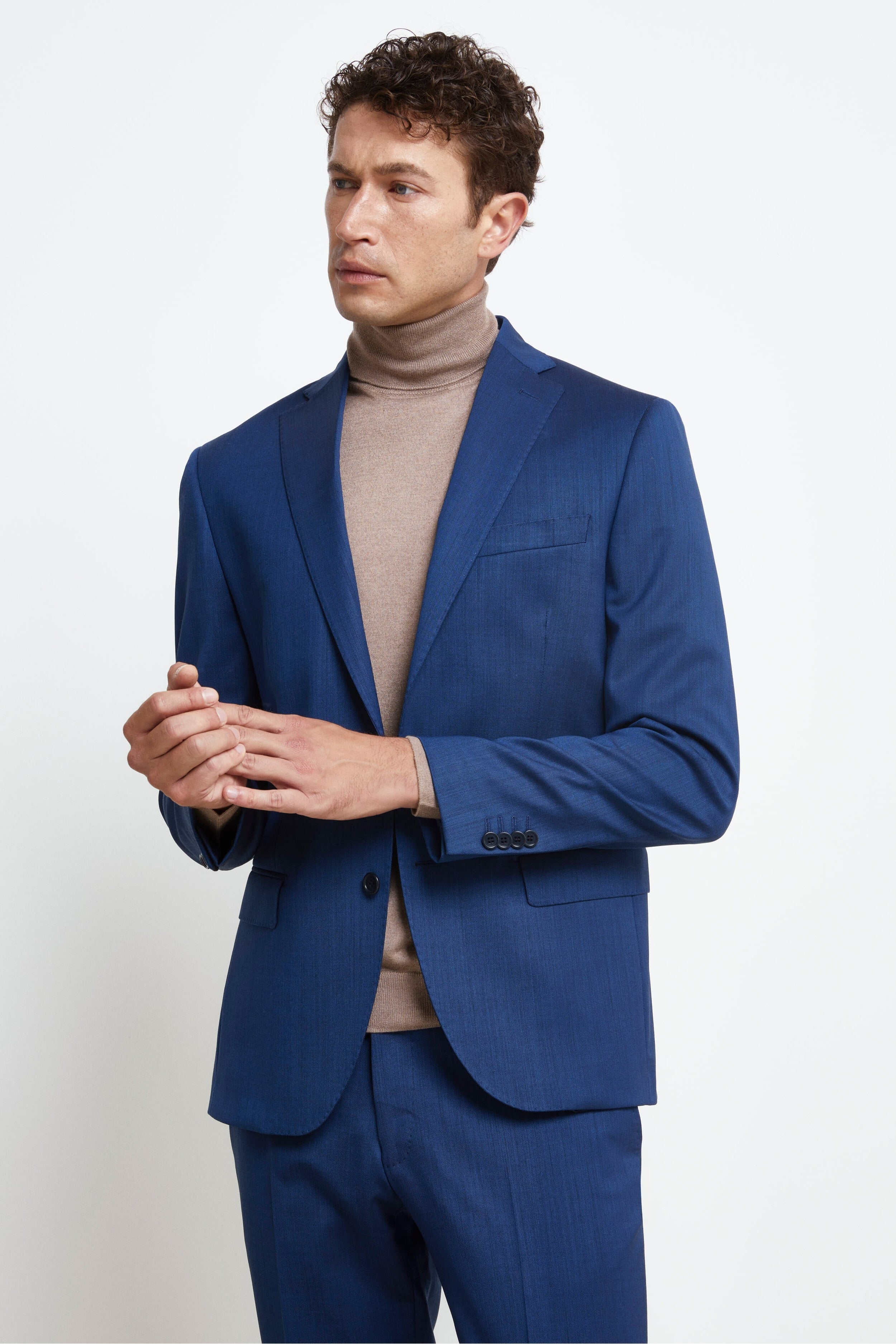 Farbiges Einreihiges Slim Fit Anzug - BLAU