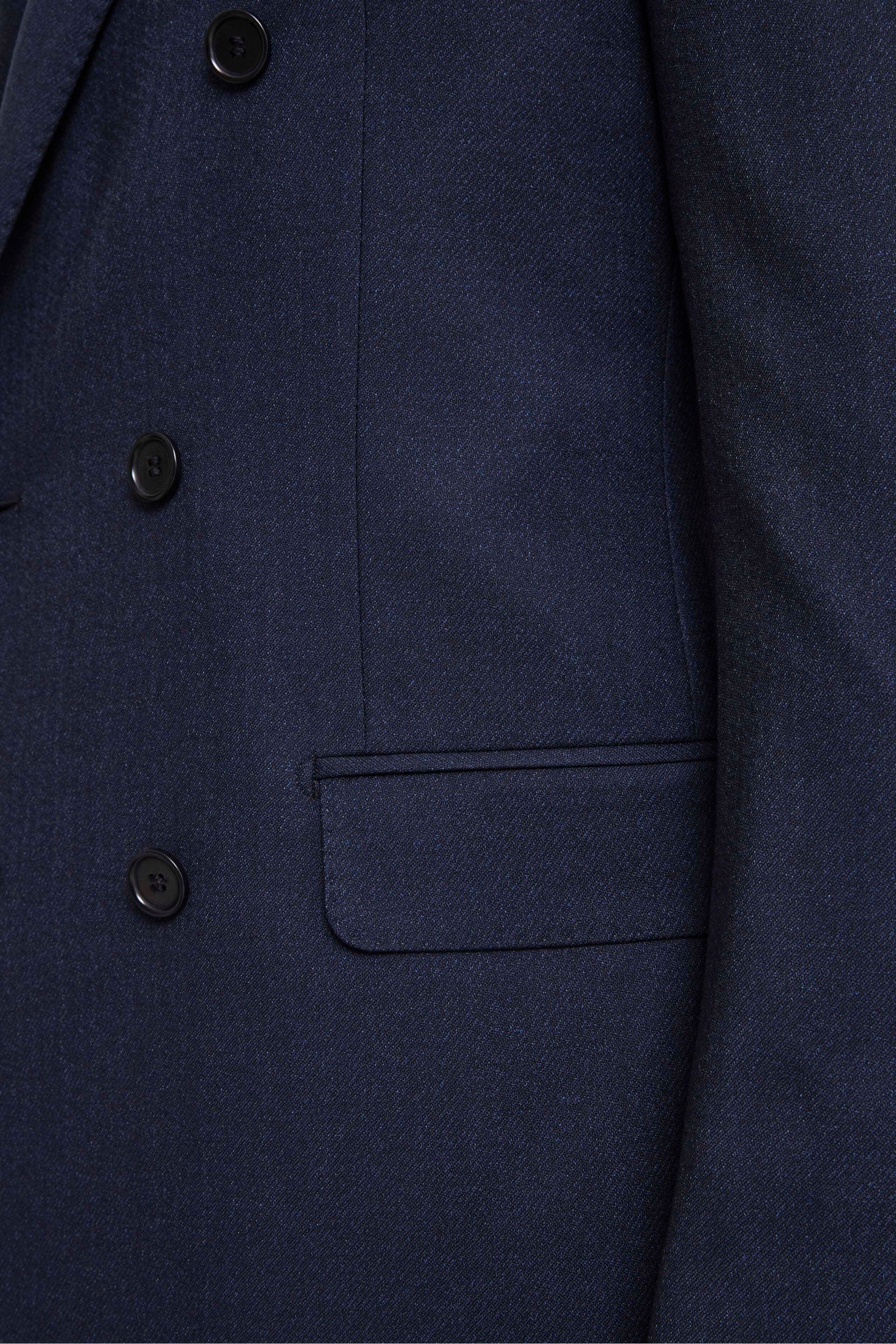 Double-Breasted Wool Suit with Peak Lapels - BLUE