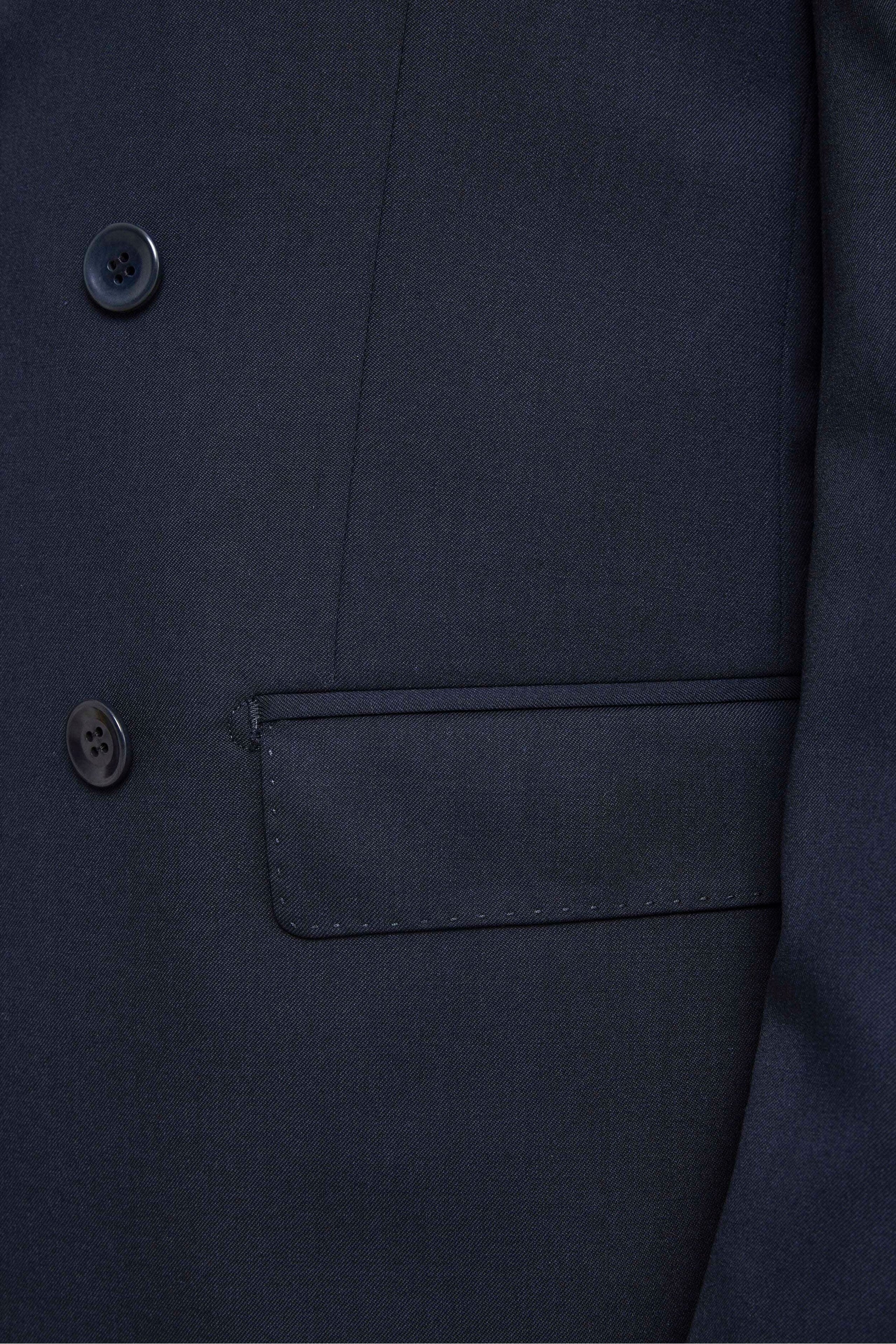 Double-Breasted Wool and Silk Suit - BLUE