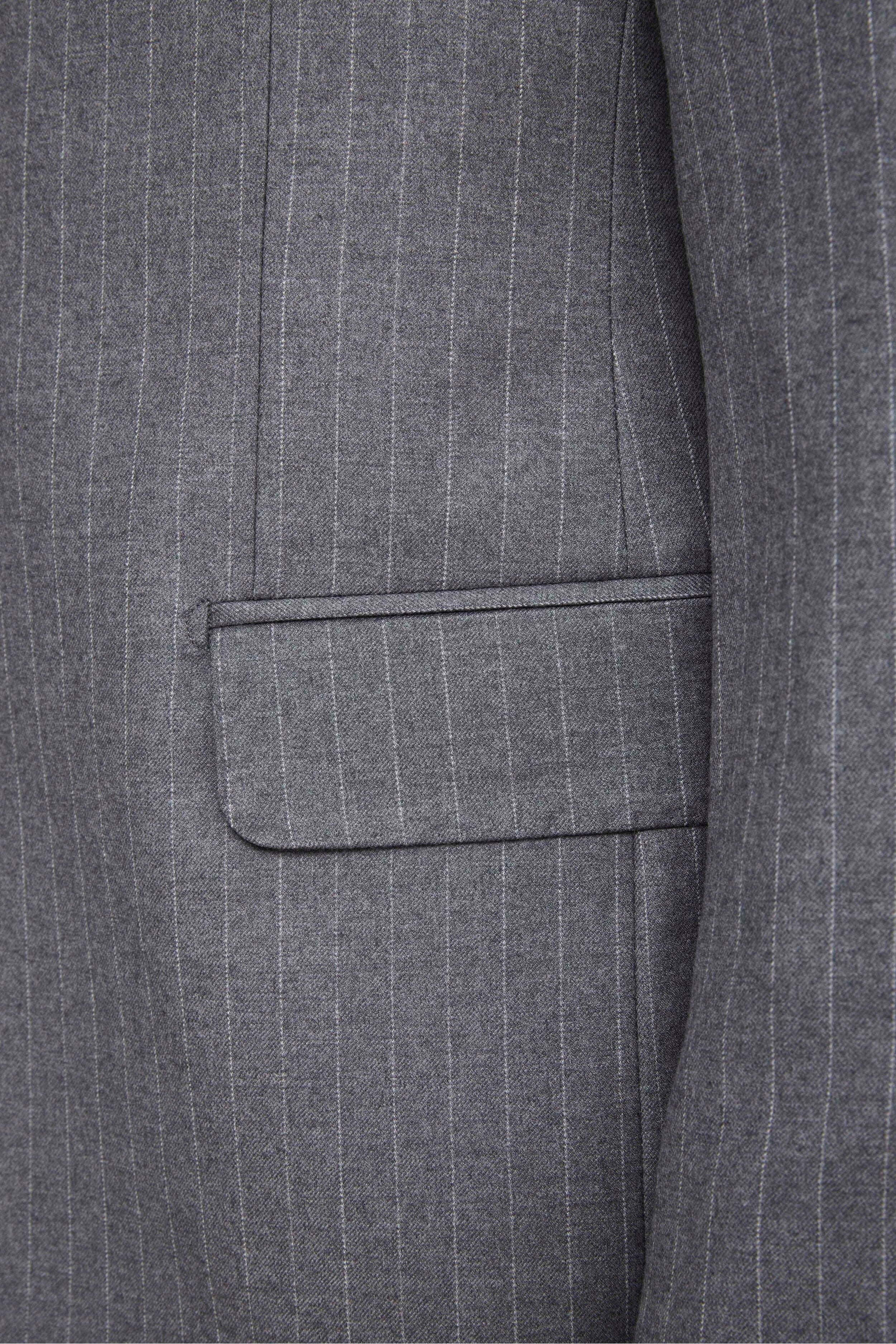 Wool and Cashmere Regular Fit Suit - Grey pinstripe