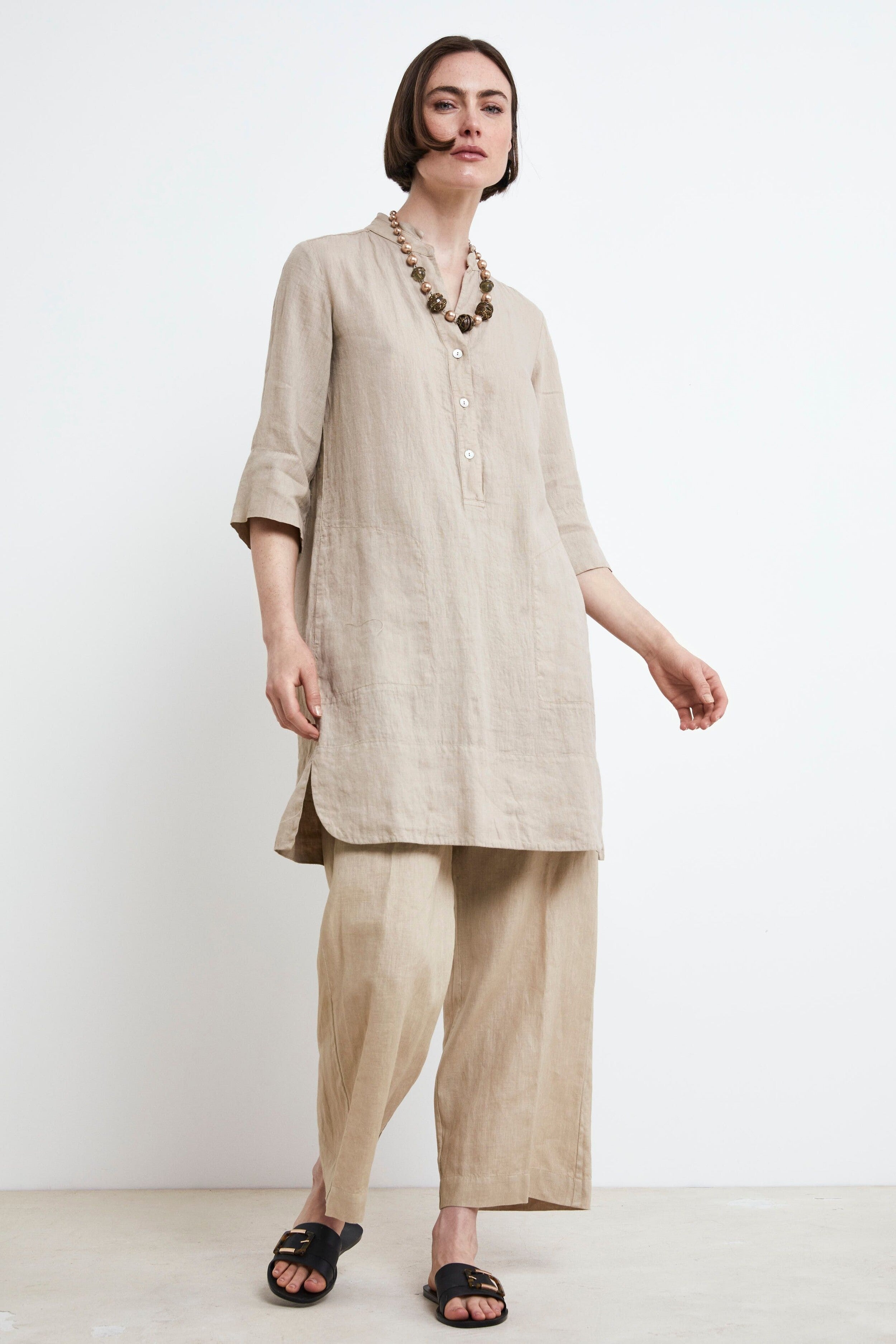 Soft Linen Dress - BEIGE