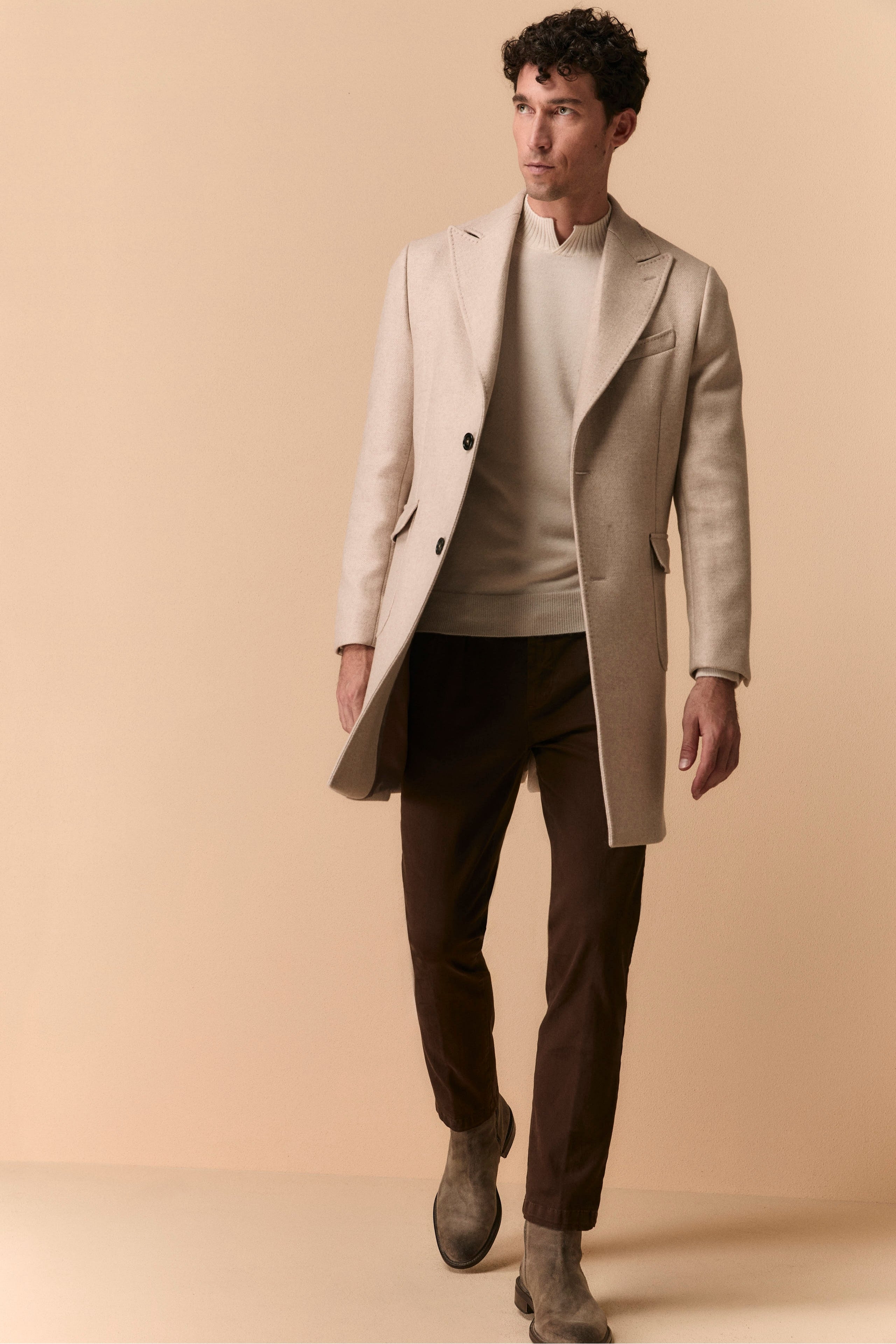 Cappotto Twill in Lana - TORTORA