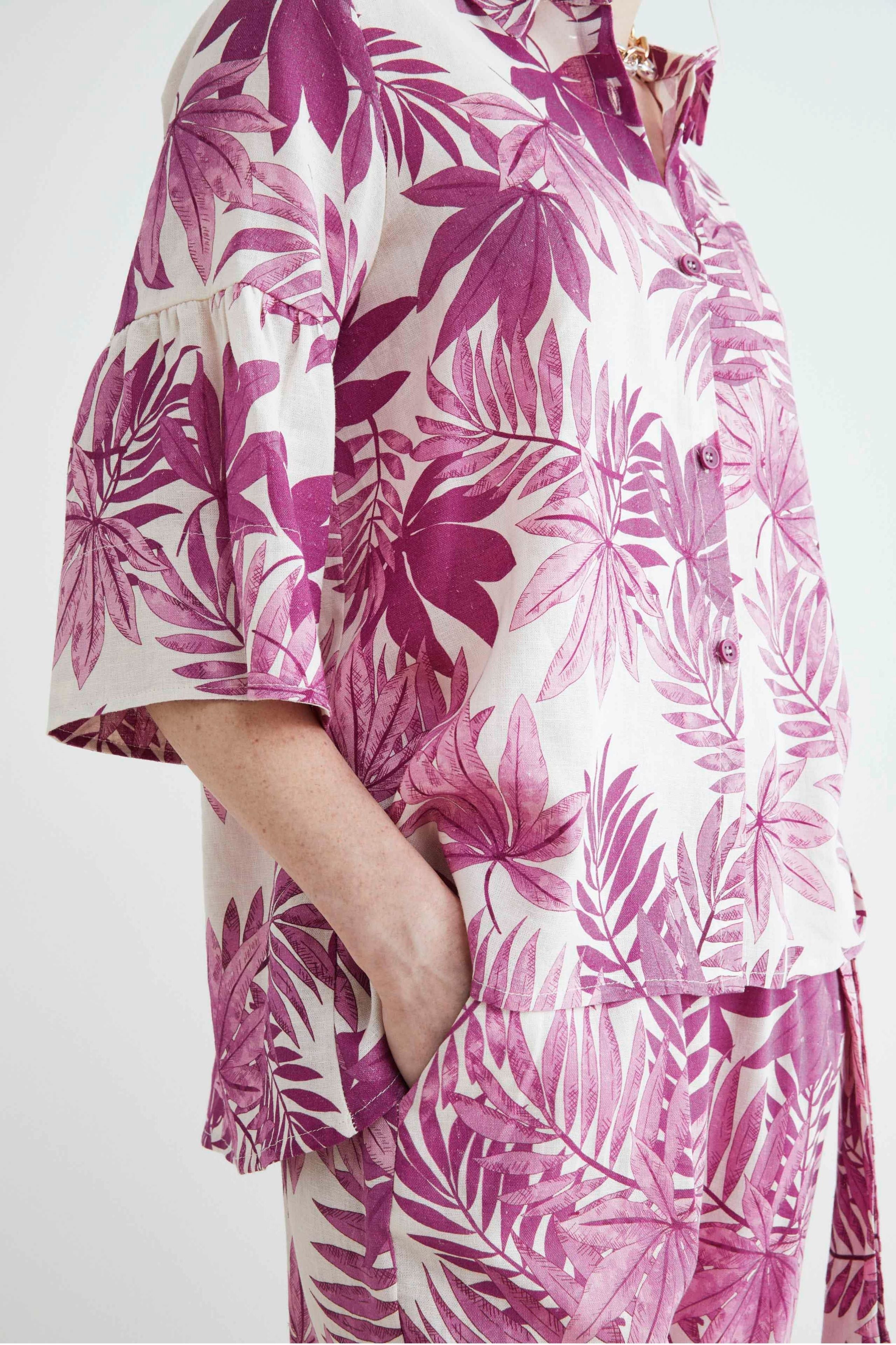 Soft linen shirt - Azalea pattern