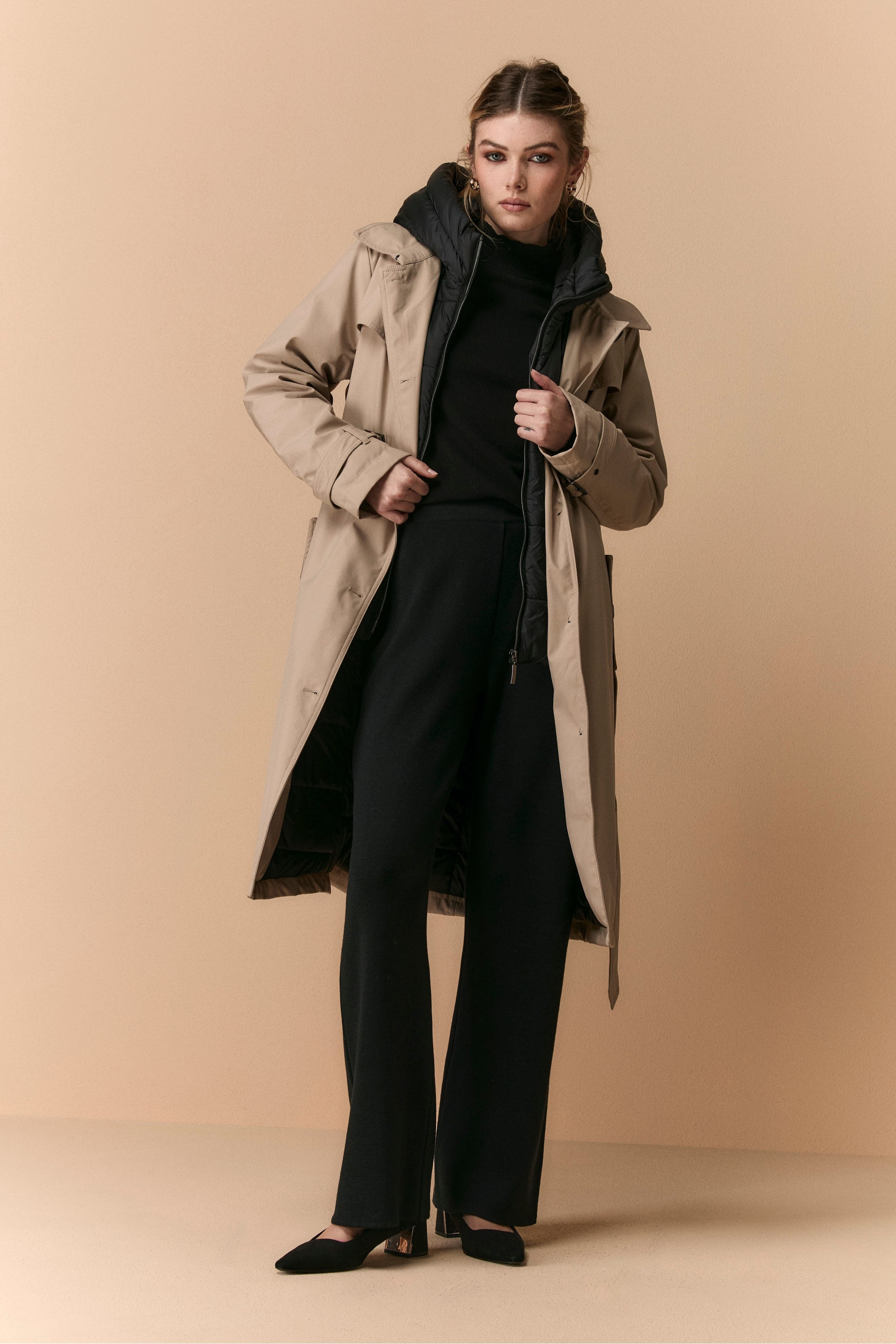 Trench Invernale con Cintura - BEIGE