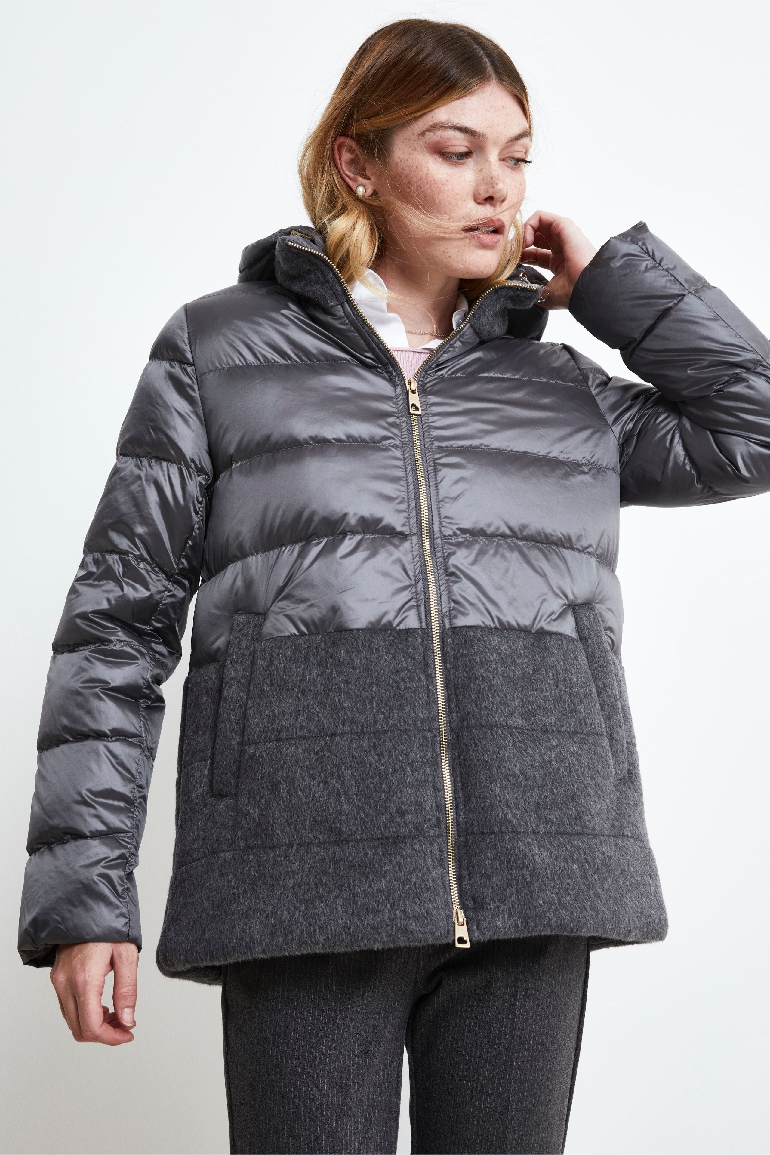 Double Fabric Padded Jacket - GREY