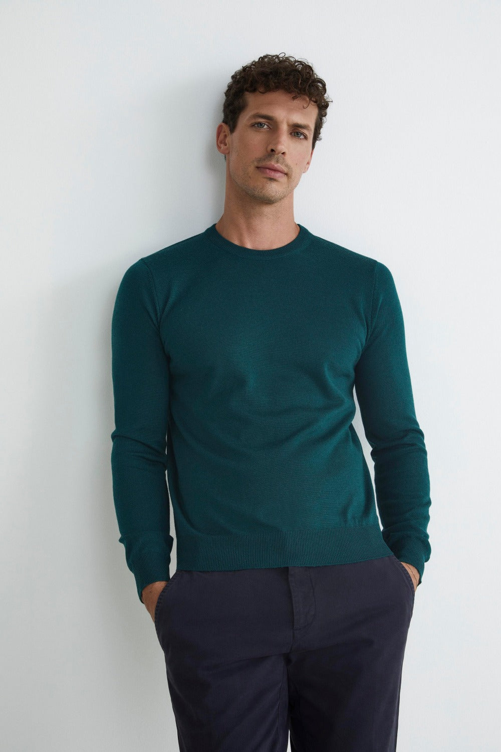 Wool crewneck sweater - Dark green