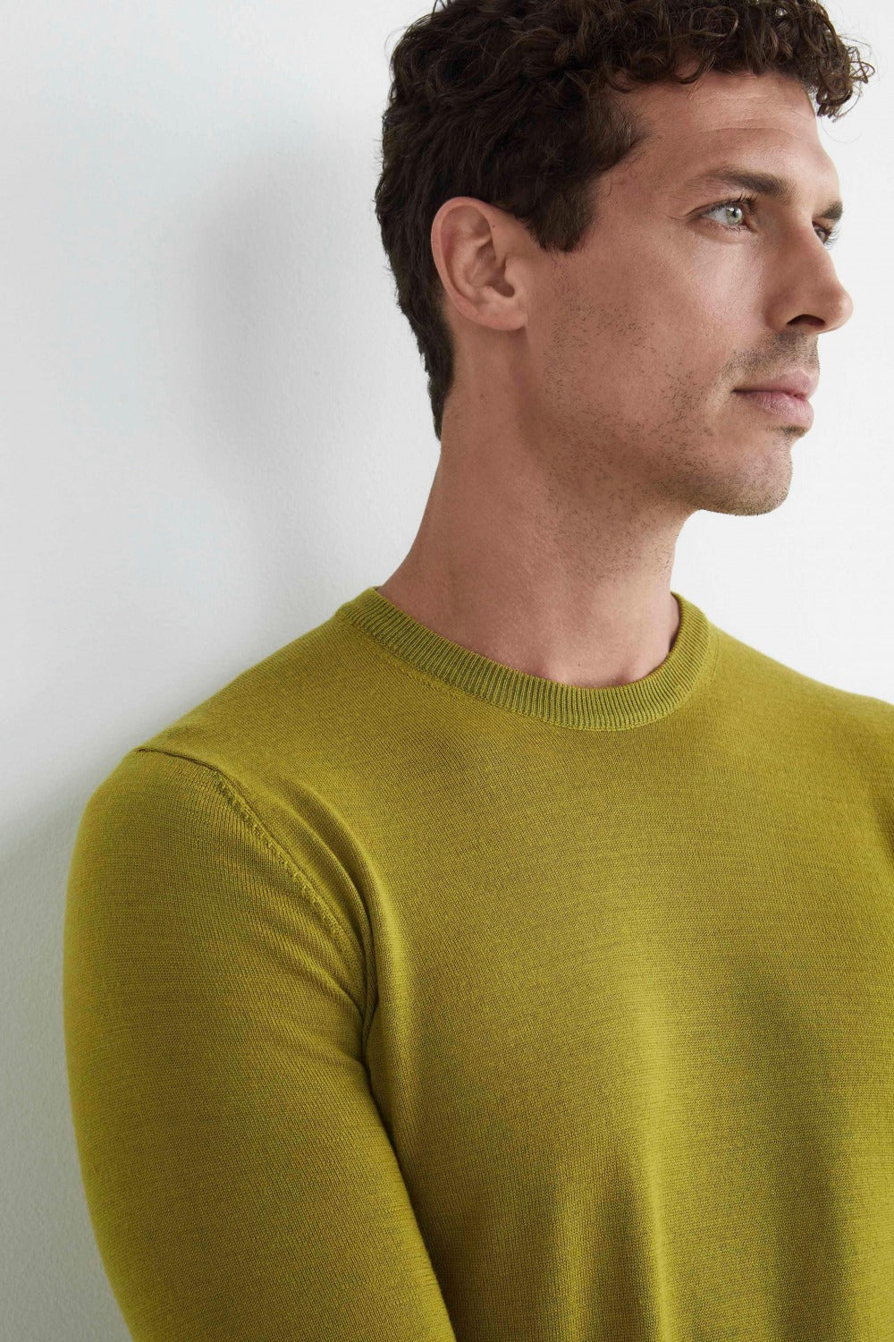 Wool crewneck sweater - LIME