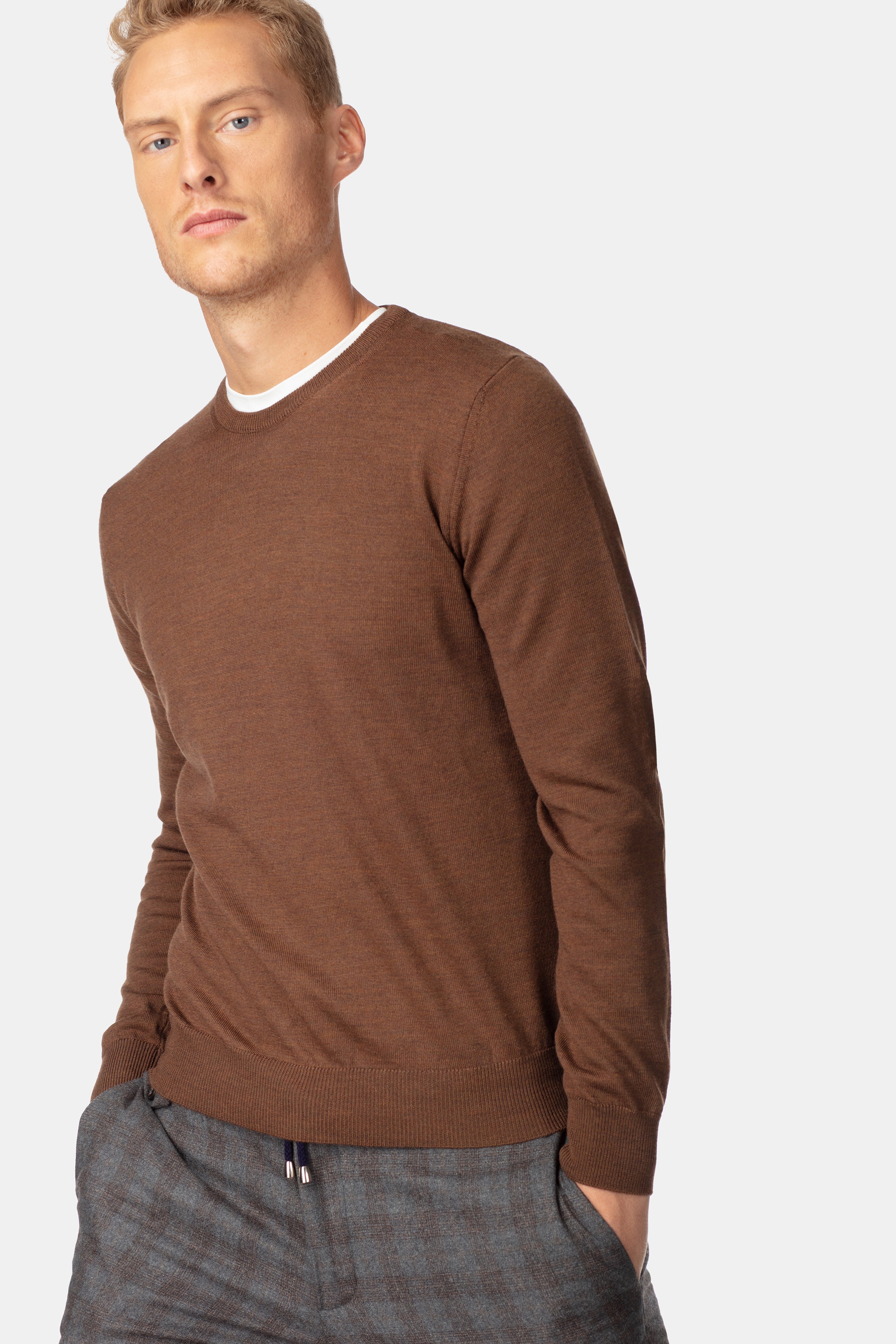 Wool crewneck sweater - Dark brown