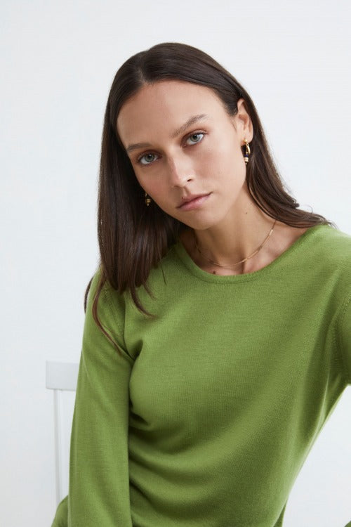 Merino wool crewneck sweater - GREEN